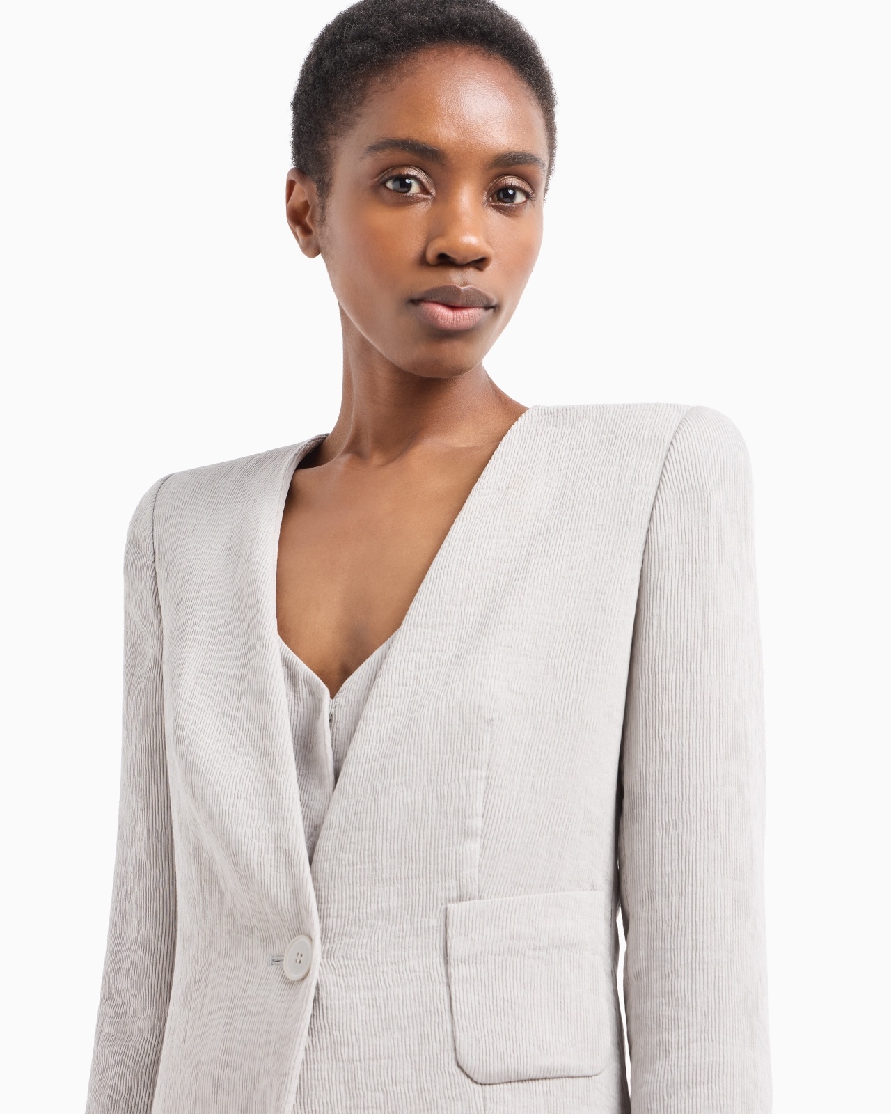 SINGLE-BREASTED JACKET IN FLUID CANNETÉ - 5