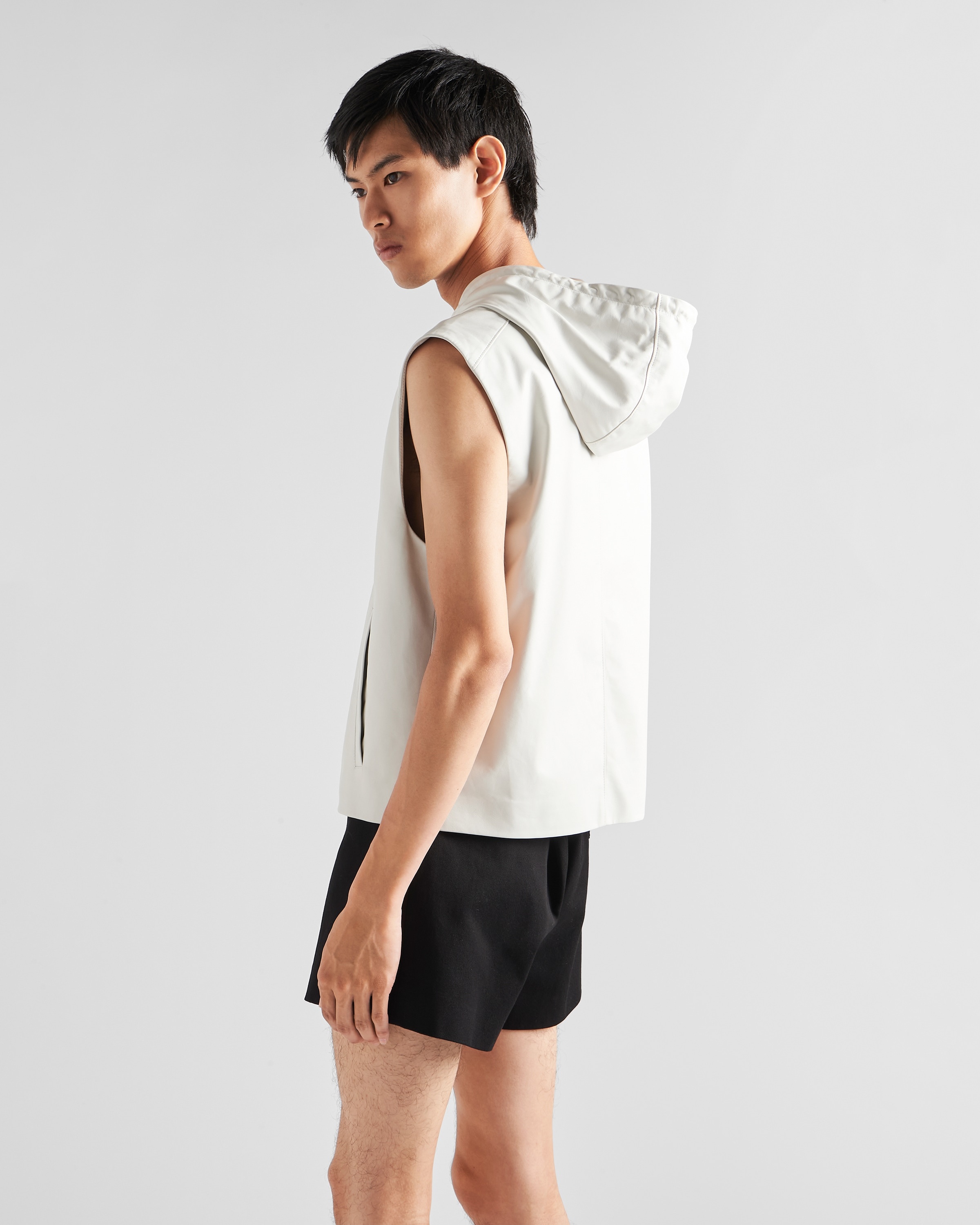 Nappa leather hoodie vest - 5