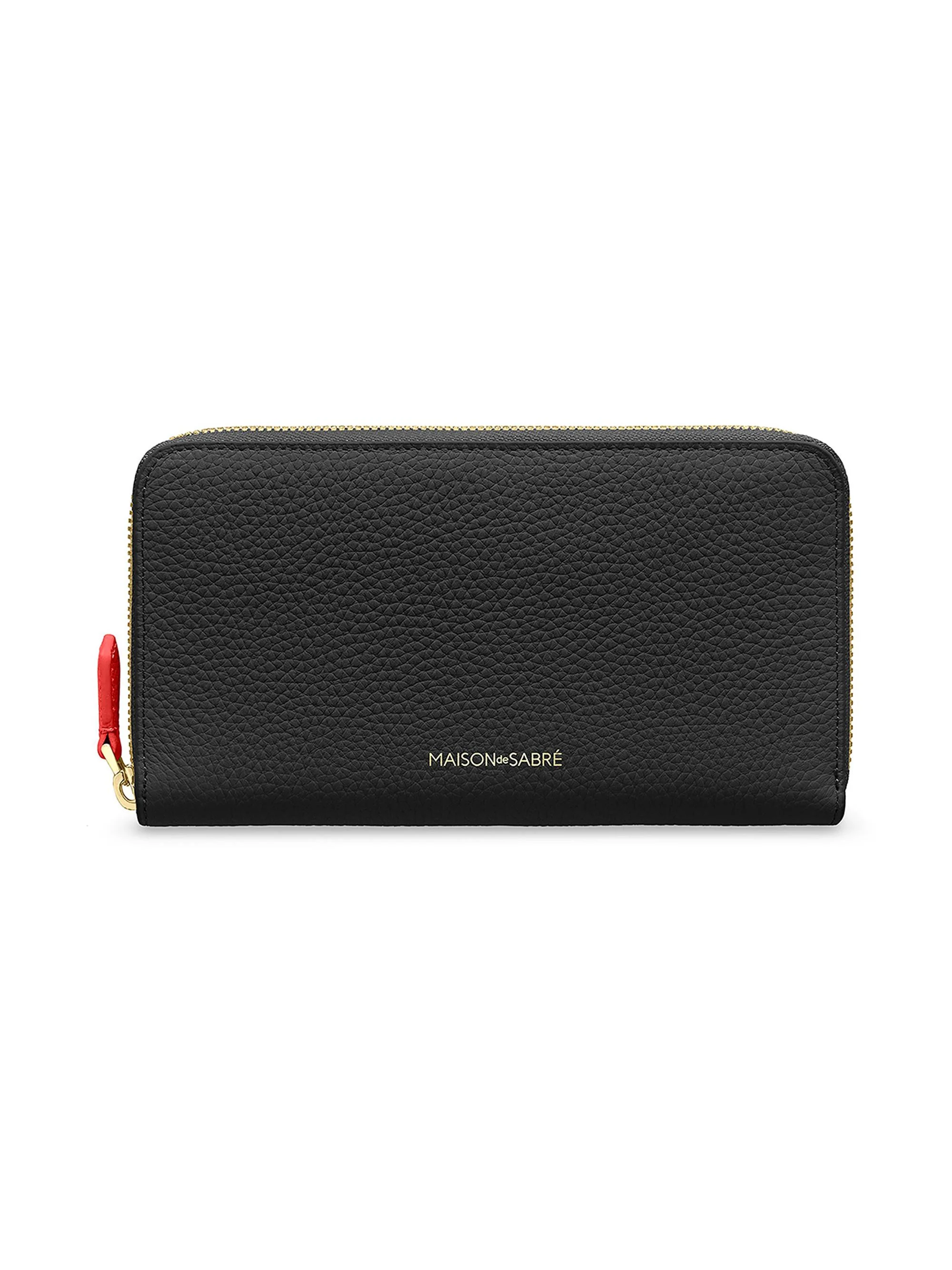 Women's Long Leather Zip Wallet - Pomegranate Caviar - 1