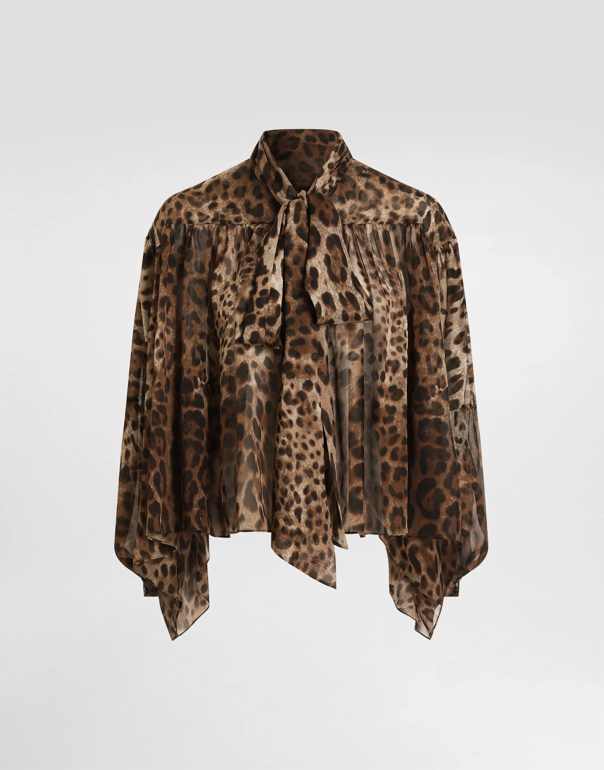 Leo-print silk chiffon shirt - 1