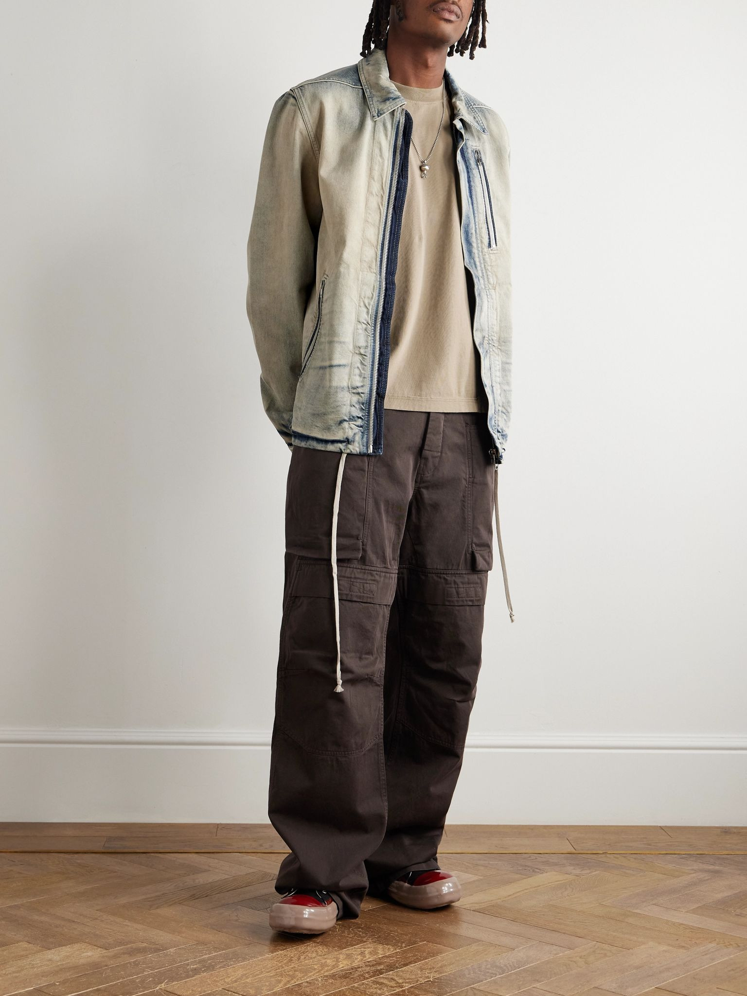 Stefan Wide-Leg Cotton-Twill Cargo Trousers Brown - 2