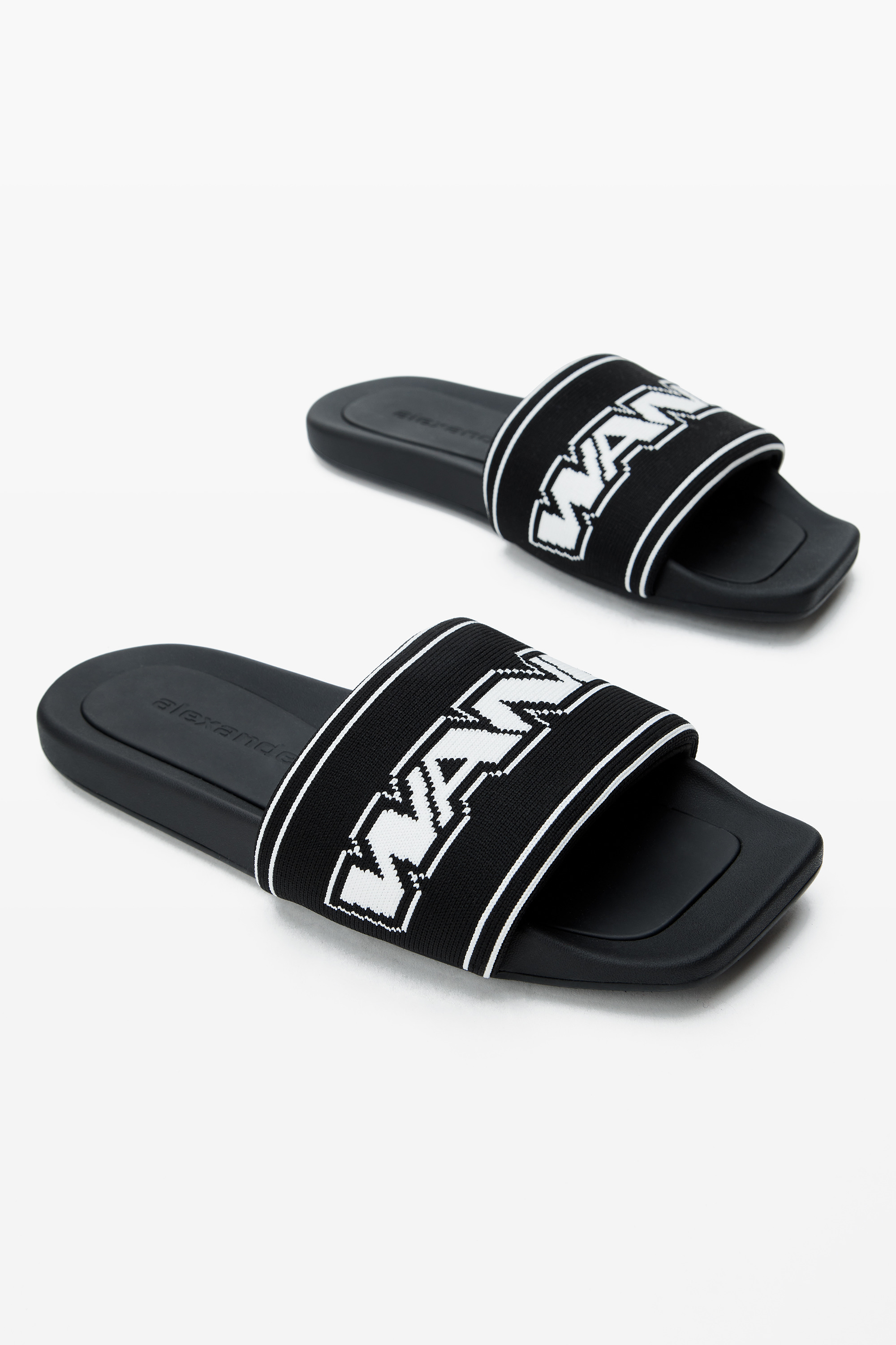 black logo pool slides - 2