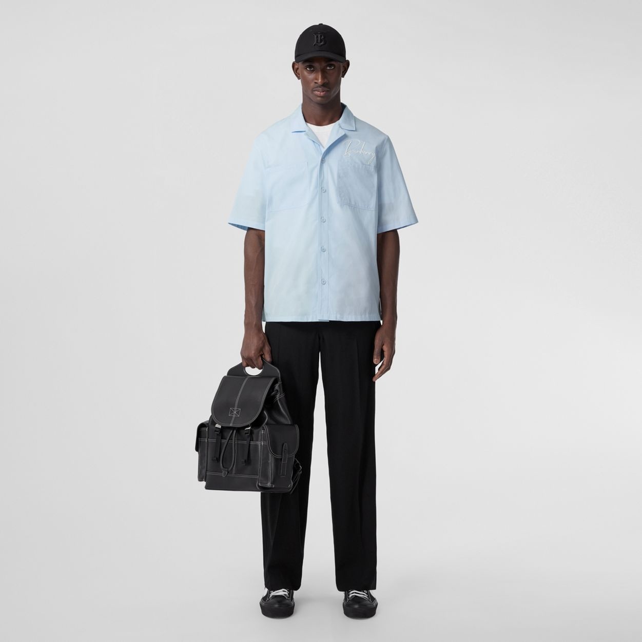 Short-sleeve Embroidered Logo Cotton Shirt - 2