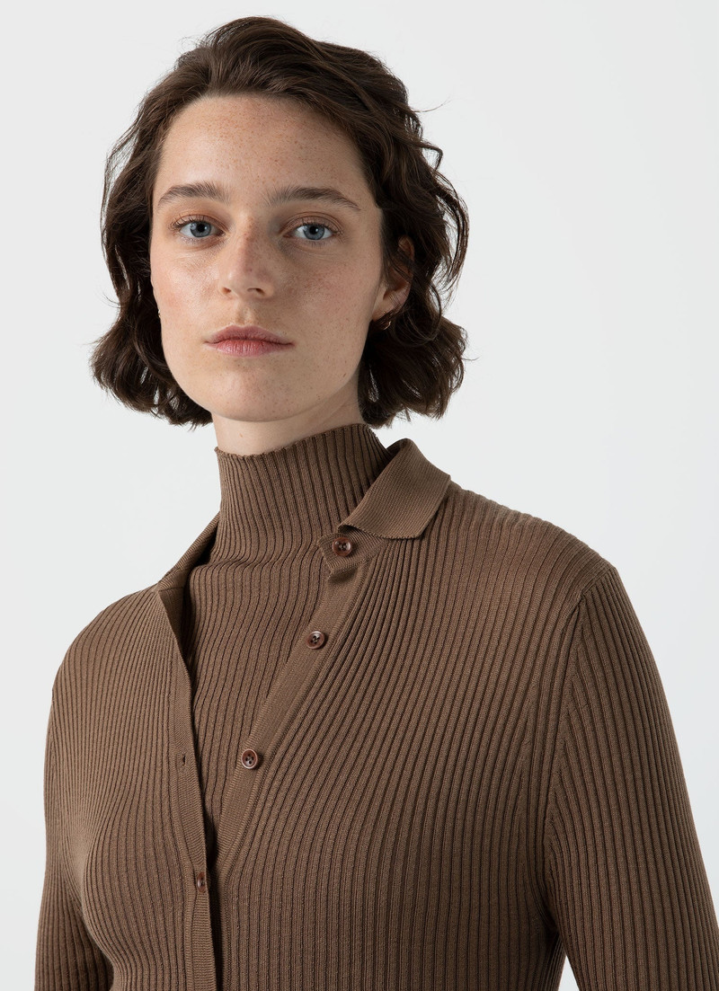 Sunspel Mulberry Silk Rib Cardigan outlook