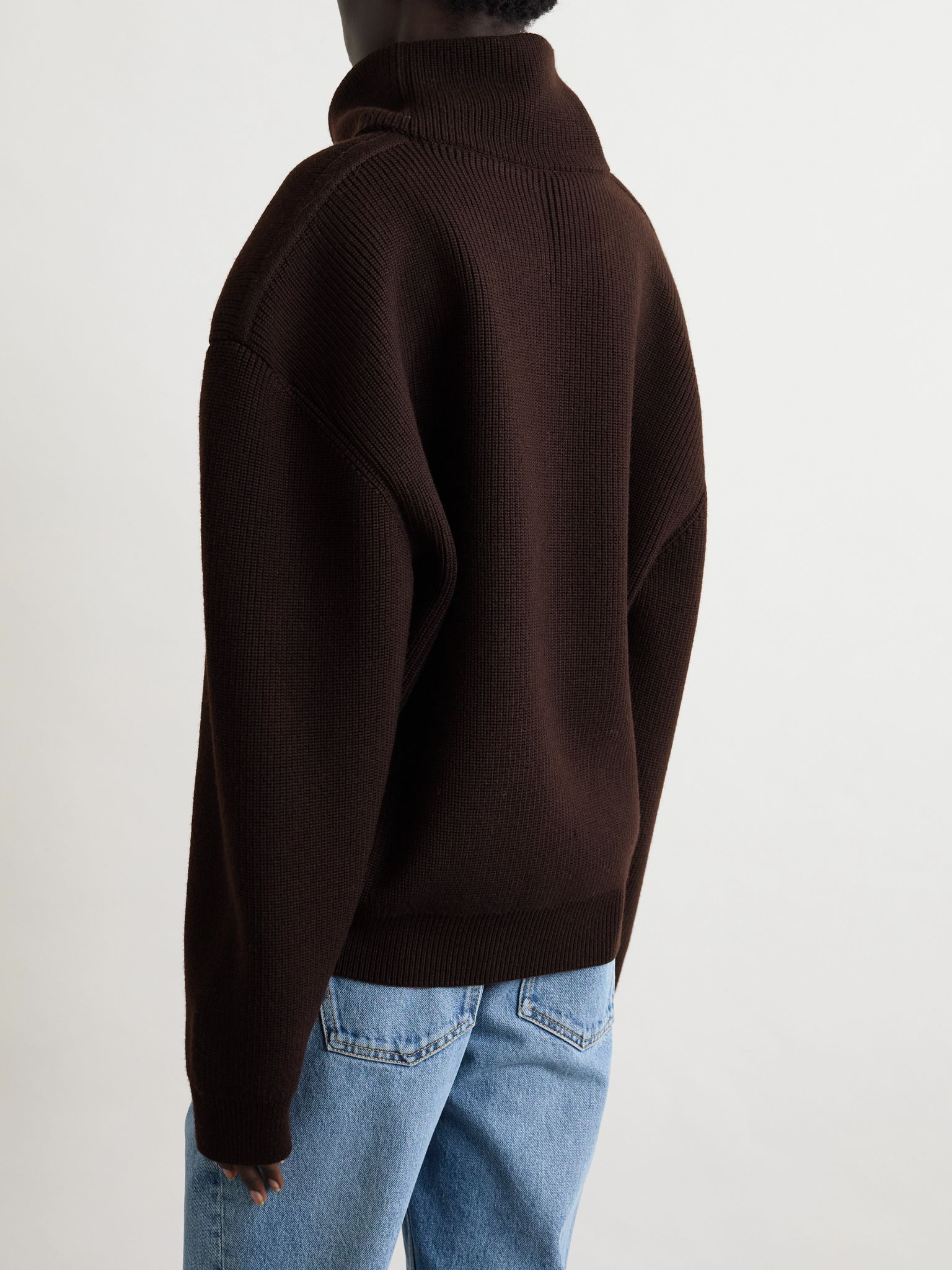 Ribbed wool turtleneck sweater Dark brown - 3