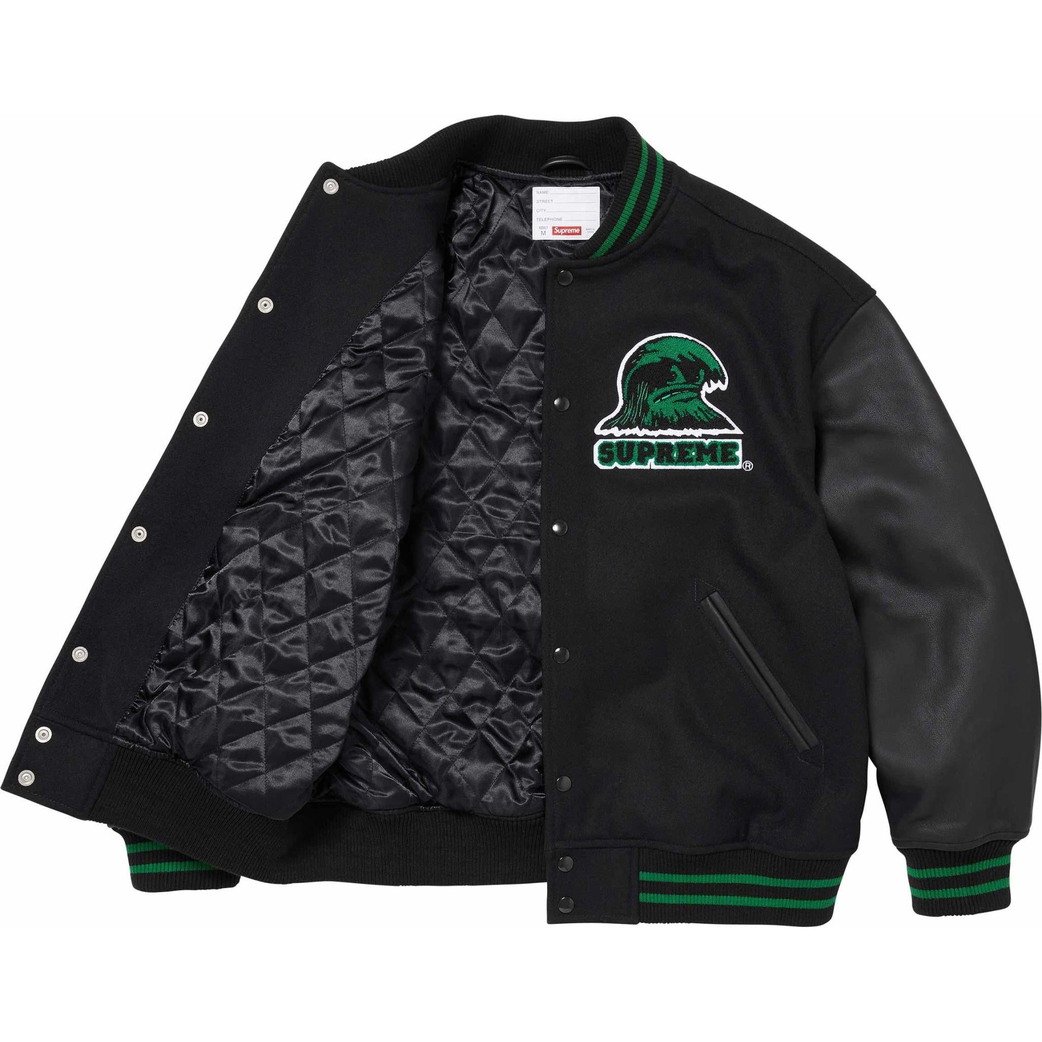 Supreme Wave Varsity Jacket 'Black Green' SUP-SS24-180 - 3