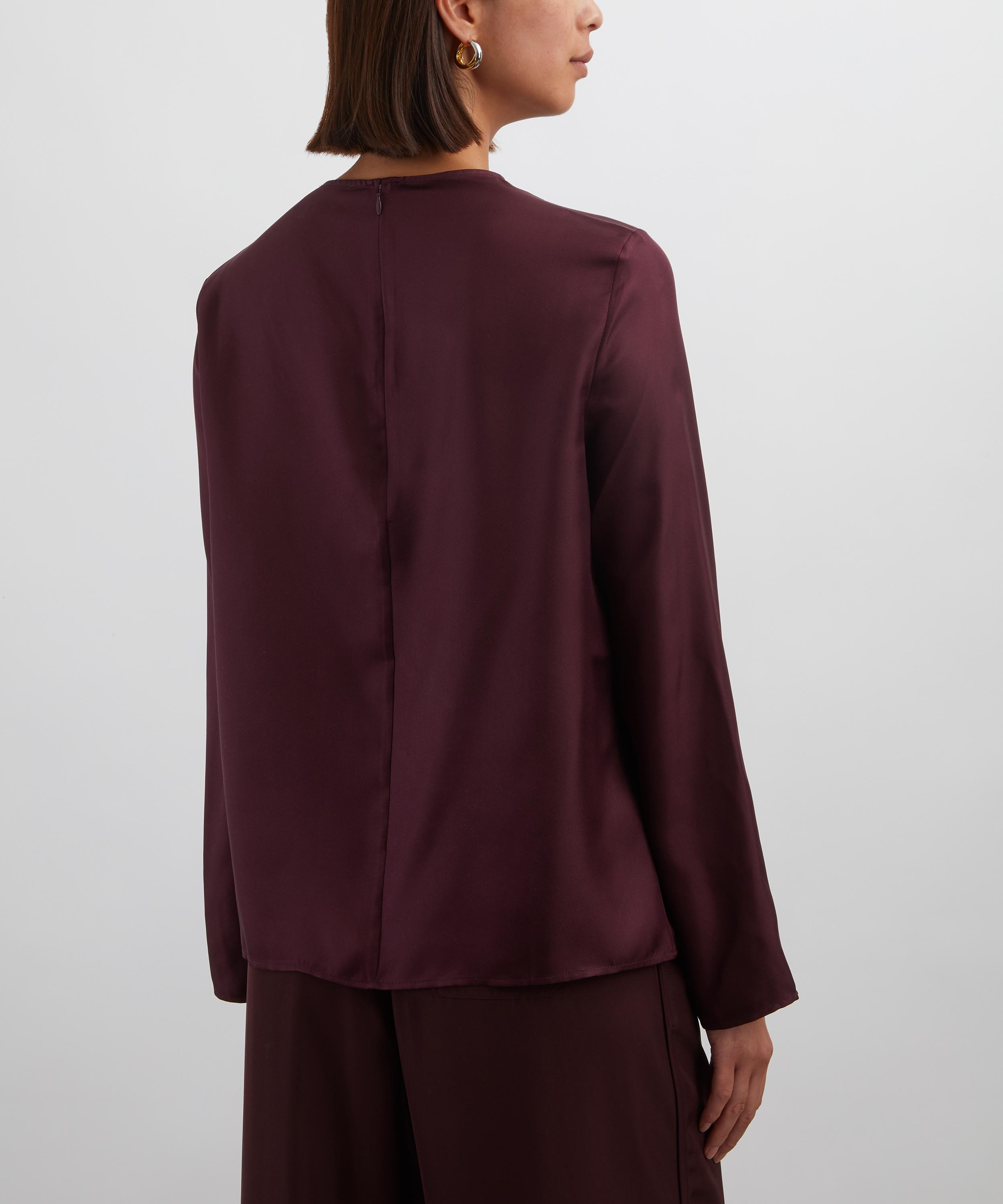 Azae Draped Silk-Twill Top - 4