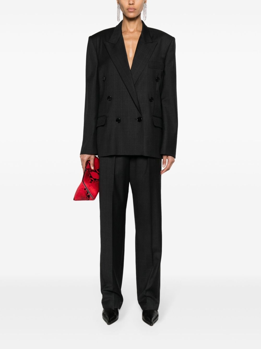 check-pattern tapered-leg trousers - 2