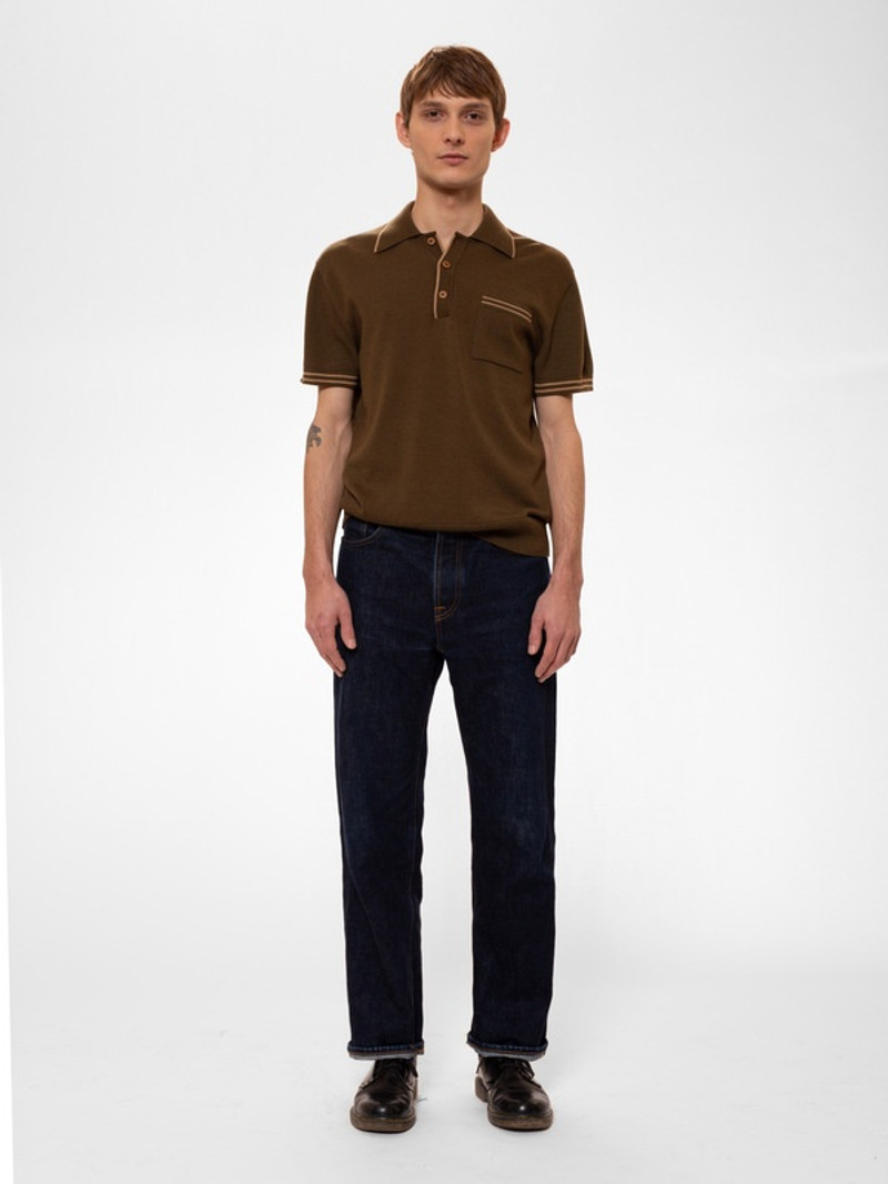 Nudie Jeans Frippe Polo Club Shirt Olive outlook