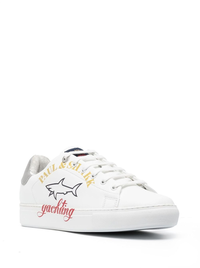 Paul & Shark logo-print leather low-top sneakers outlook