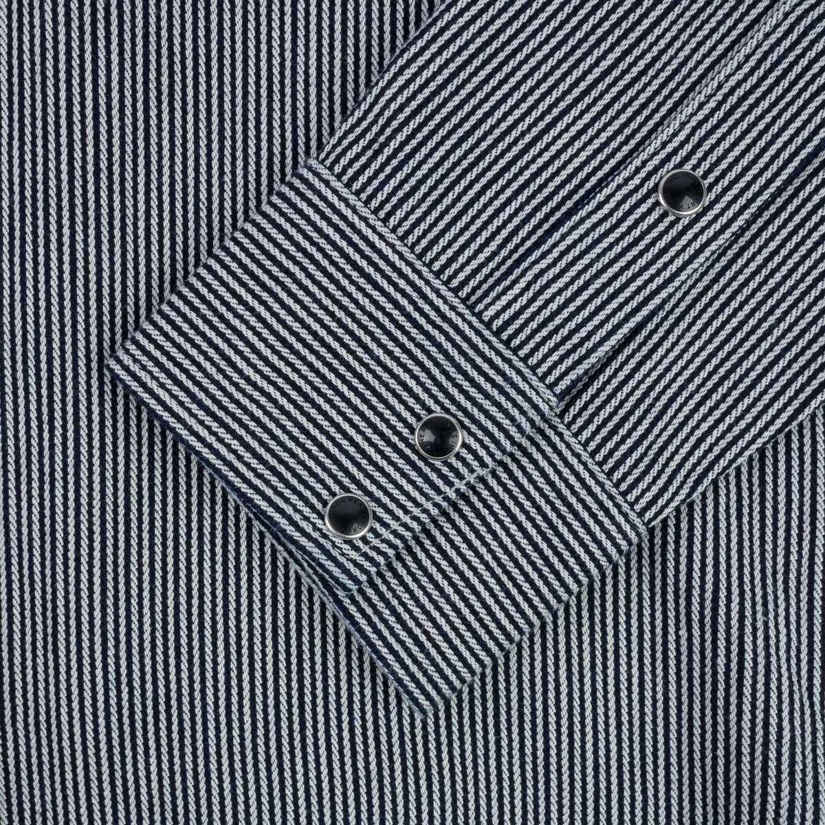 IHSH-365-IND 8oz Herringbone Hickory Stripe Sawtooth Western Shirt - Indigo - 12