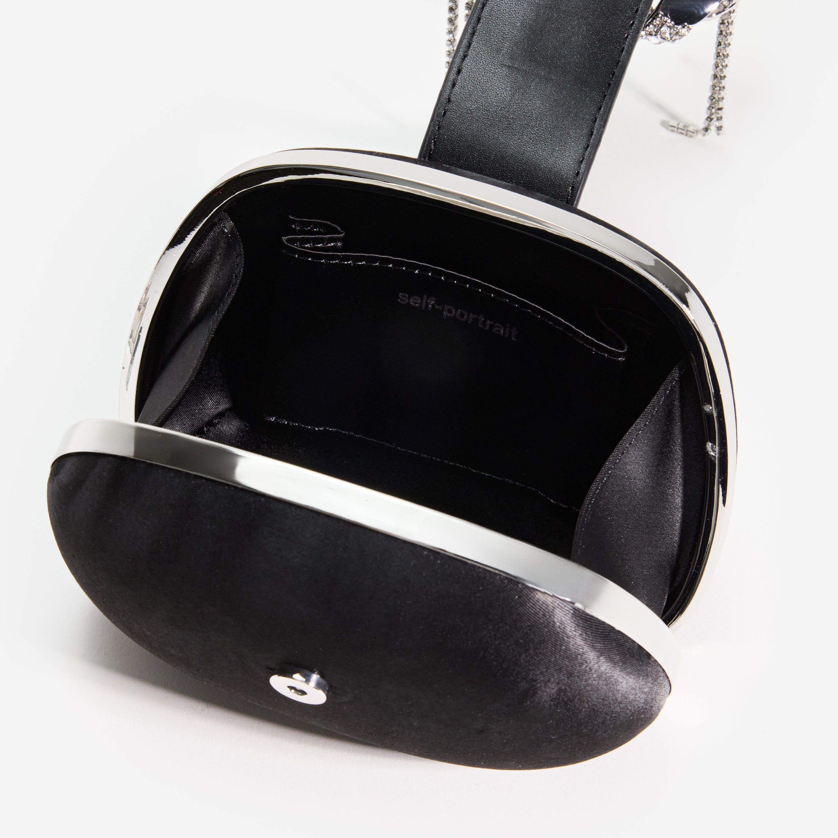 Black Satin Top Handle Clutch Bag - 4