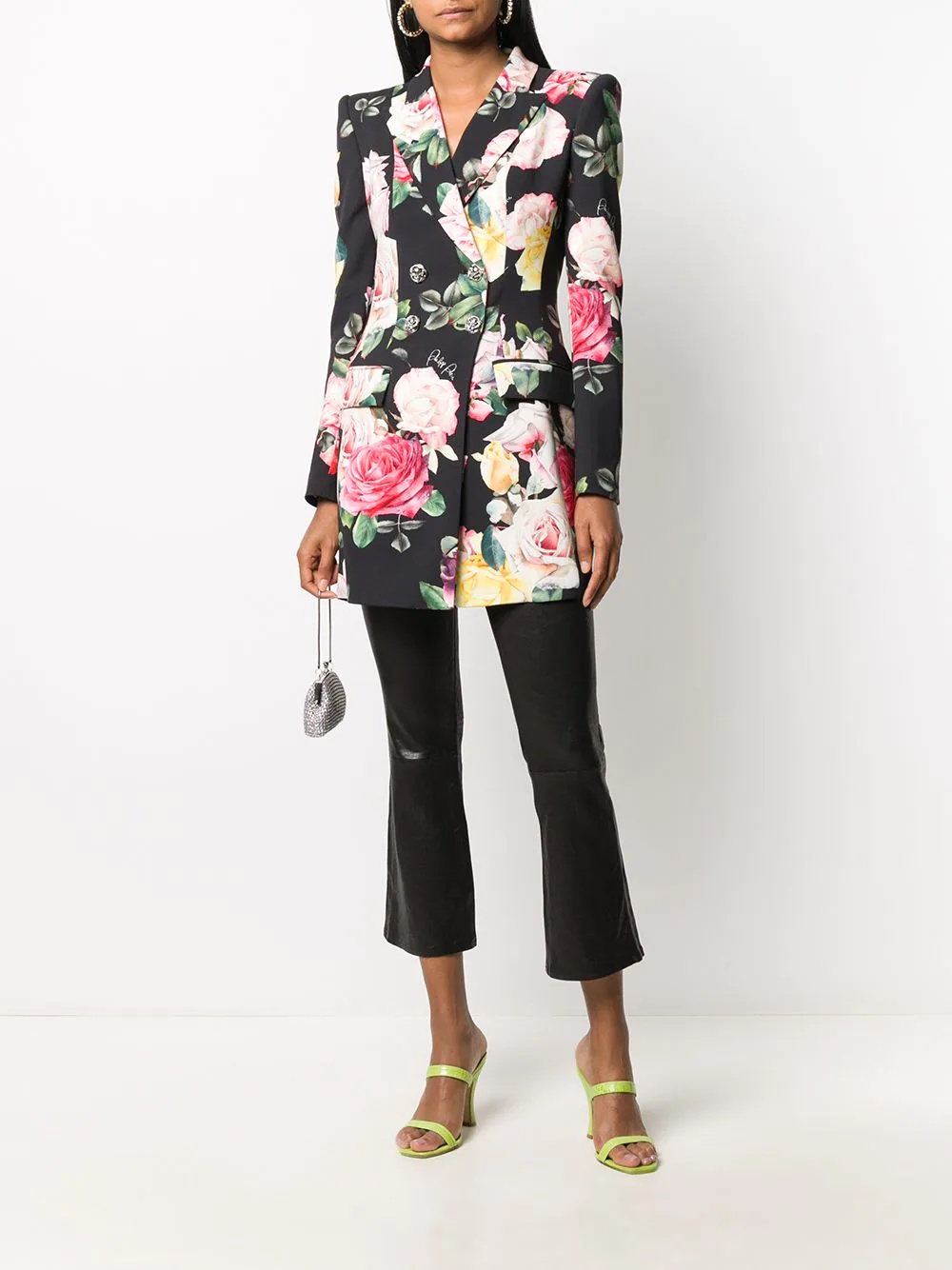 floral print double-breasted blazer - 2