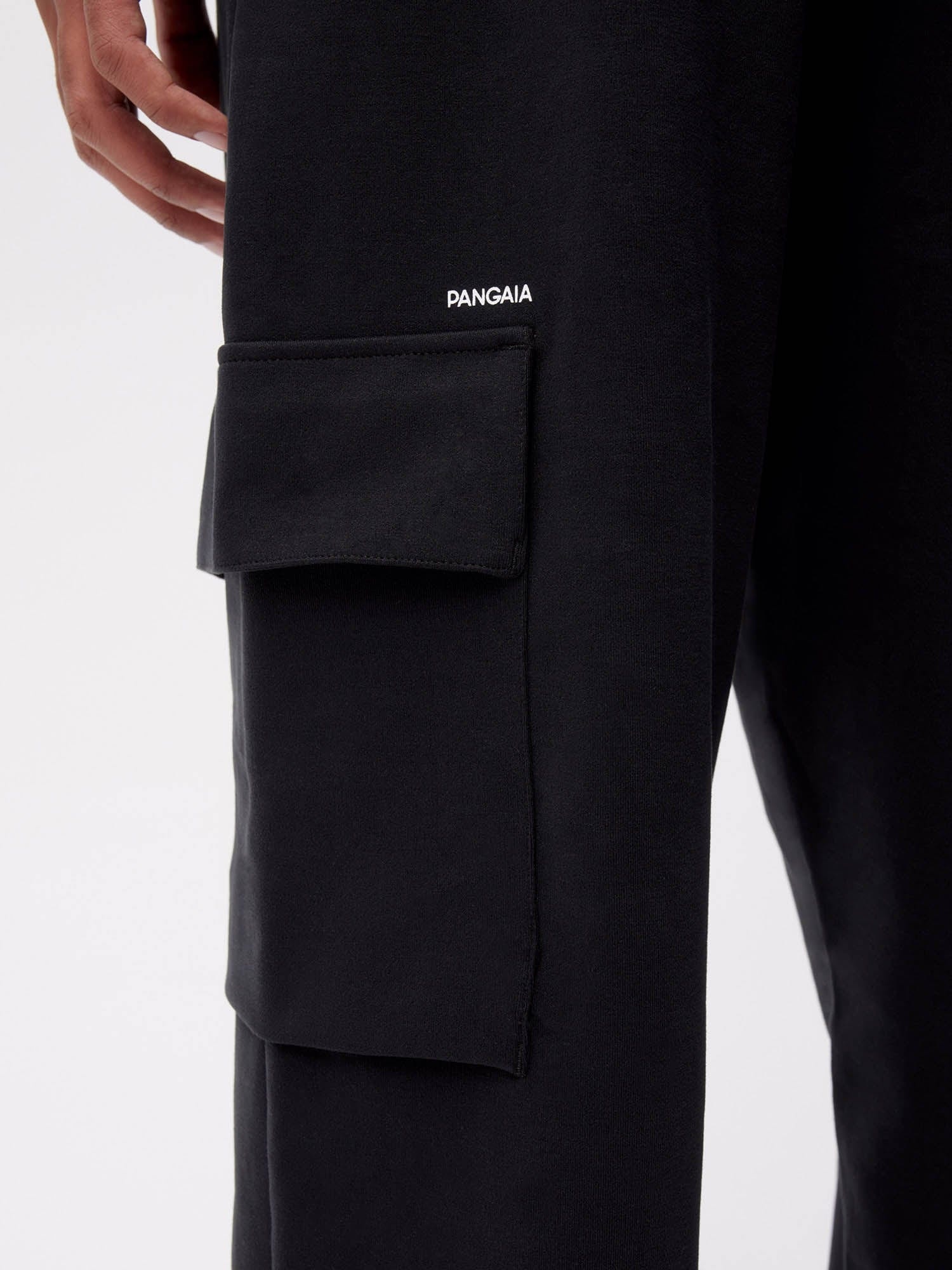 Mens Double Jersey Cargo Track Pants - Black - 4