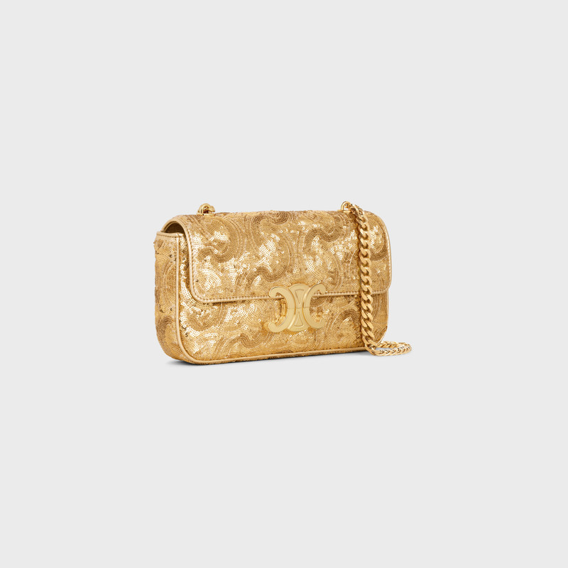 CELINE CHAIN SHOULDER BAG triomphe in TRIOMPHE QUILTED SEQUINS outlook