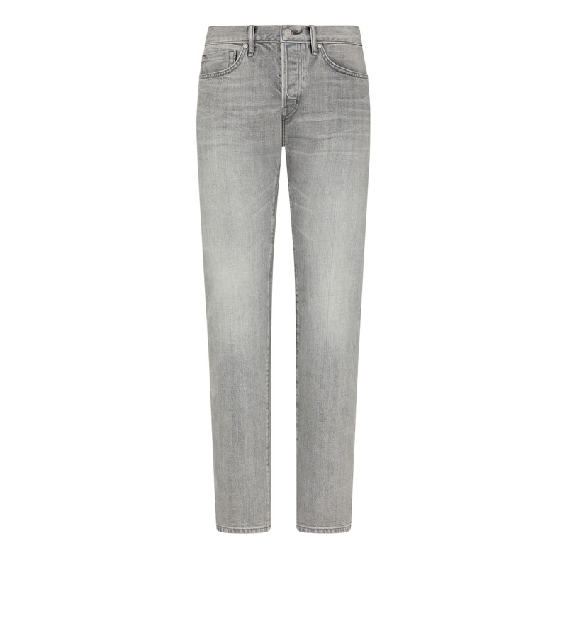 GREY STRETCH STRAIGHT FIT DENIM 1