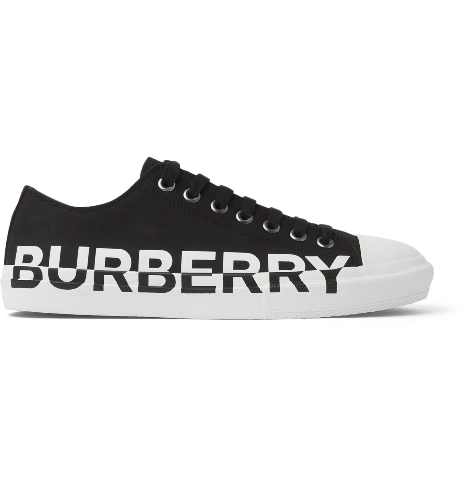 Logo-Print Two-Tone Rubber-Trimmed Cotton-Gabardine Sneakers - 1