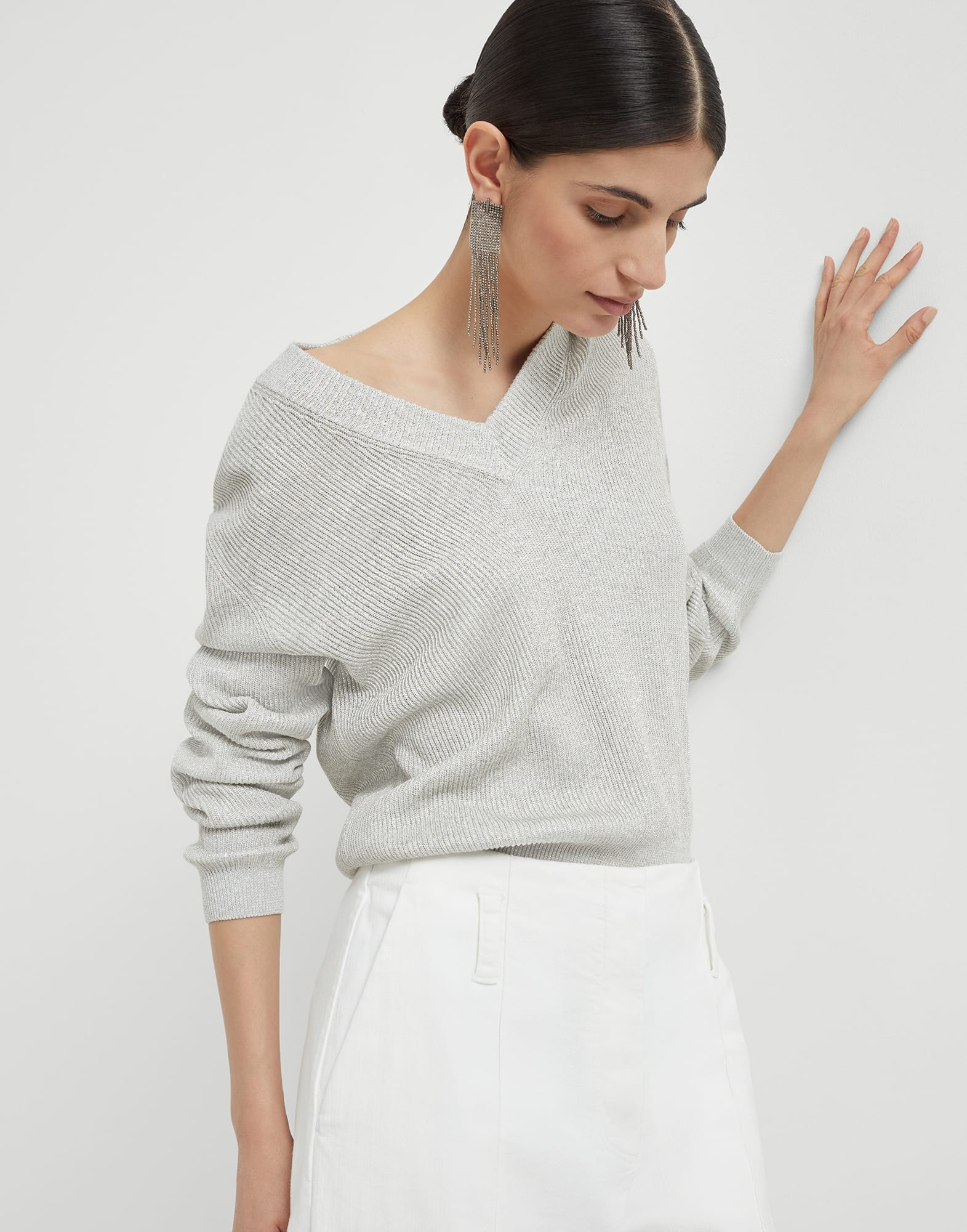 Sparkling cotton vanisé English rib sweater - 4