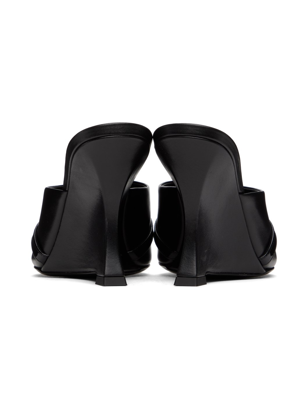 Black Gianna Ribbon Wedge Mules - 2
