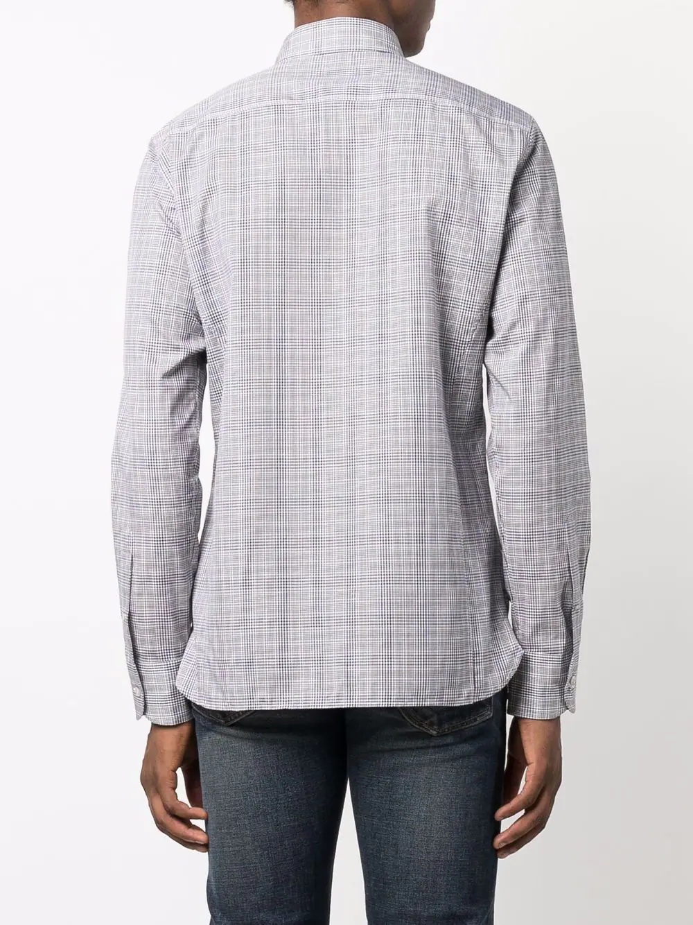 check-print long-sleeve shirt - 4