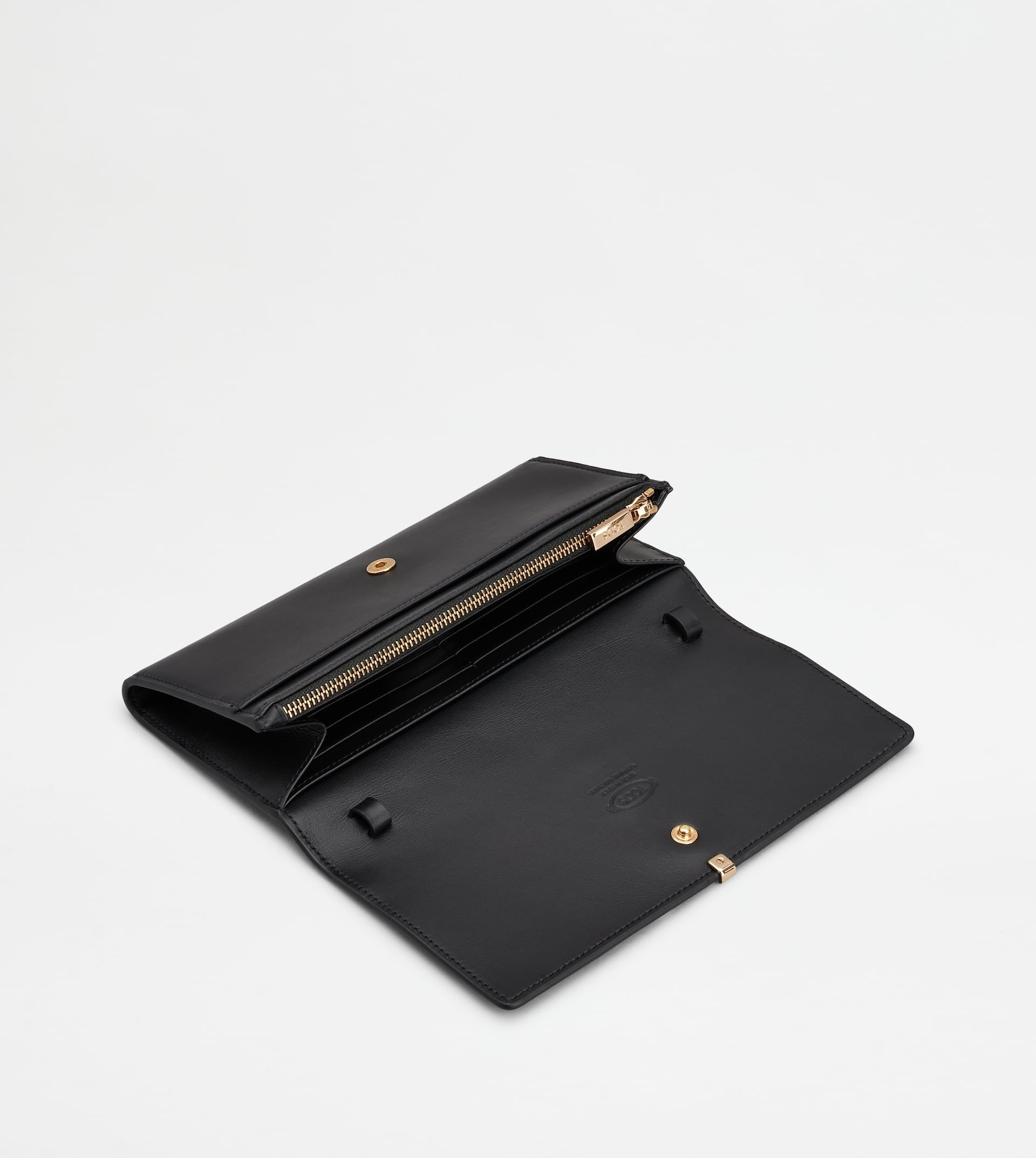 WALLET IN LEATHER WITH SHOULDER STRAP - BLACK - 5