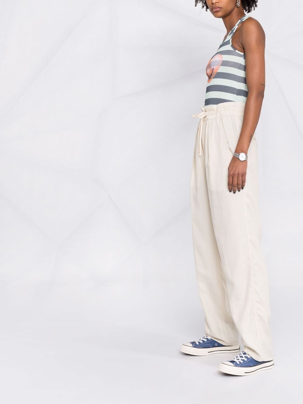 drawstring-waist cotton track pants - 4