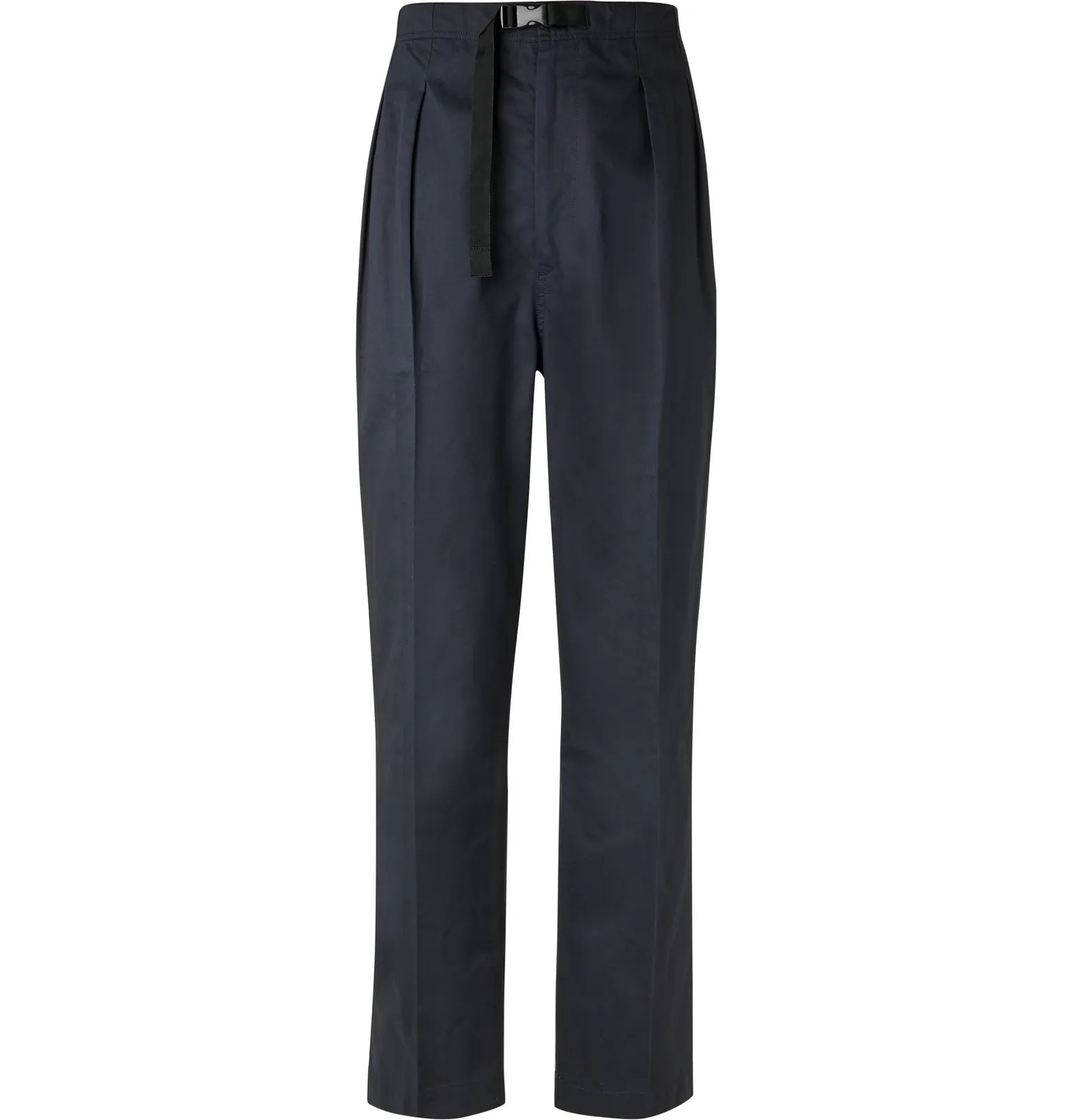 Tapered Belted Pleated Cotton-Poplin Trousers - 1