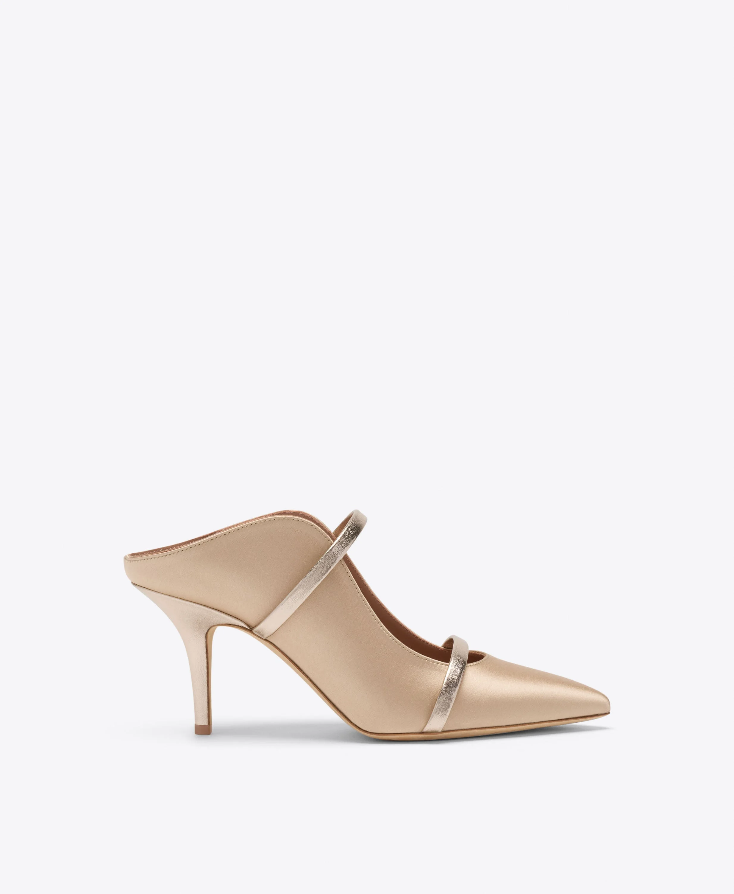 Maureen 70 Buff Satin Heeled Mules - 1