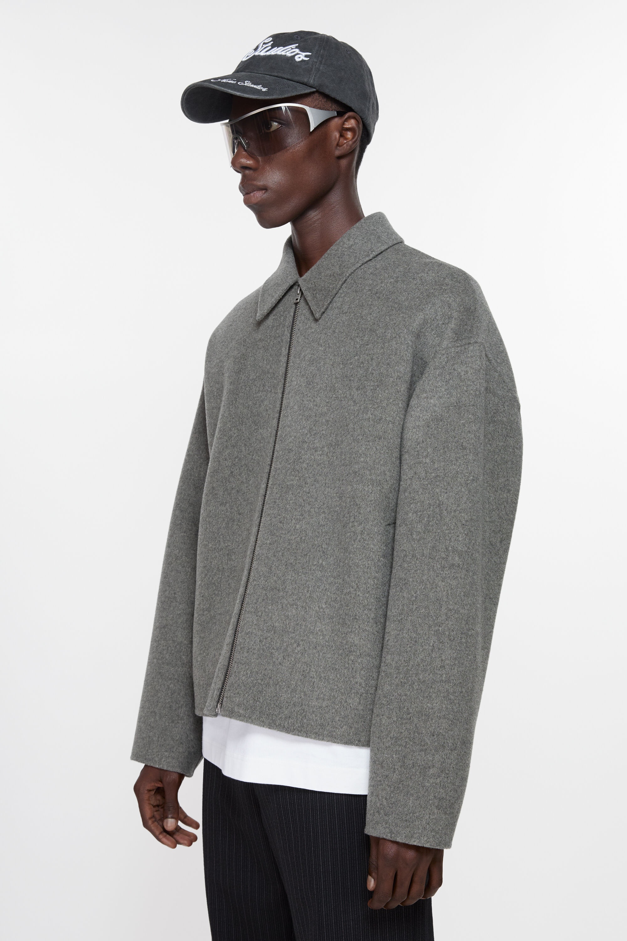 Wool zipper jacket - Grey Melange - 3