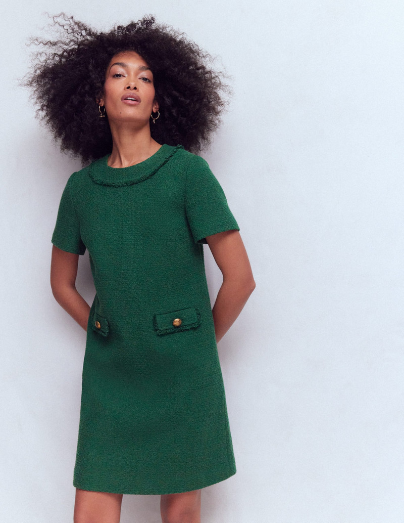 Evita Cotton Shift Dress-Dark Green 5
