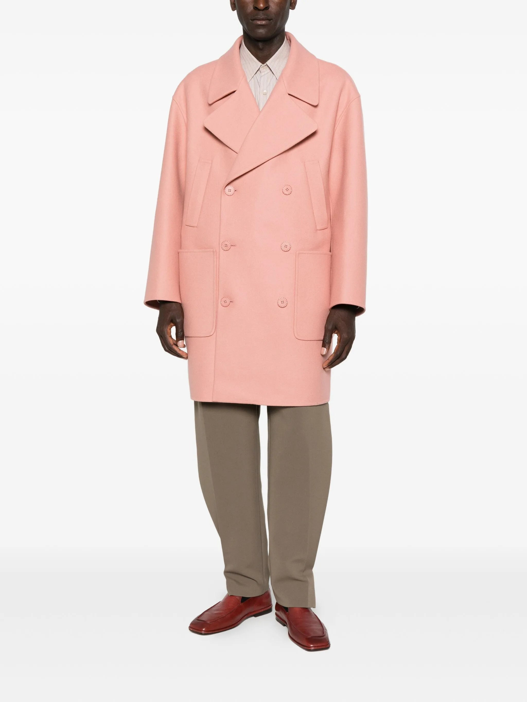 double-breasted patch-pocket coat - 2