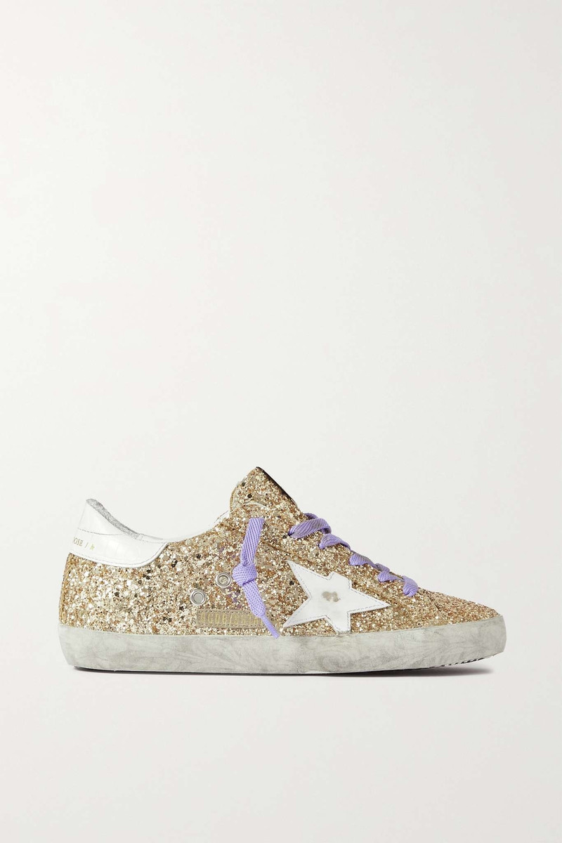 Super-Star distressed glittered leather sneakers 1