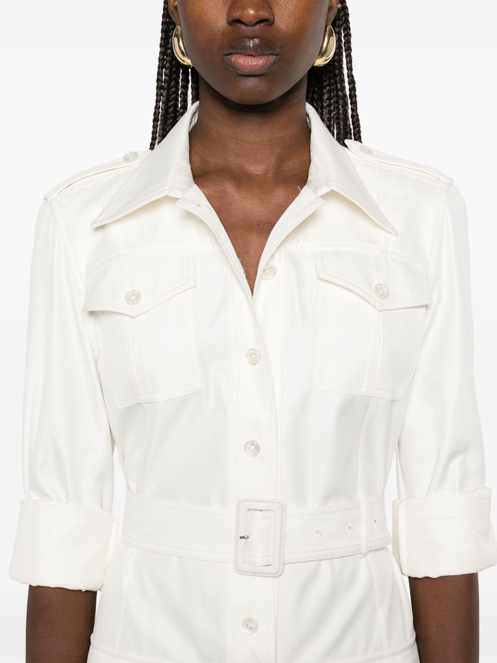 belted shirt mini dress - 5