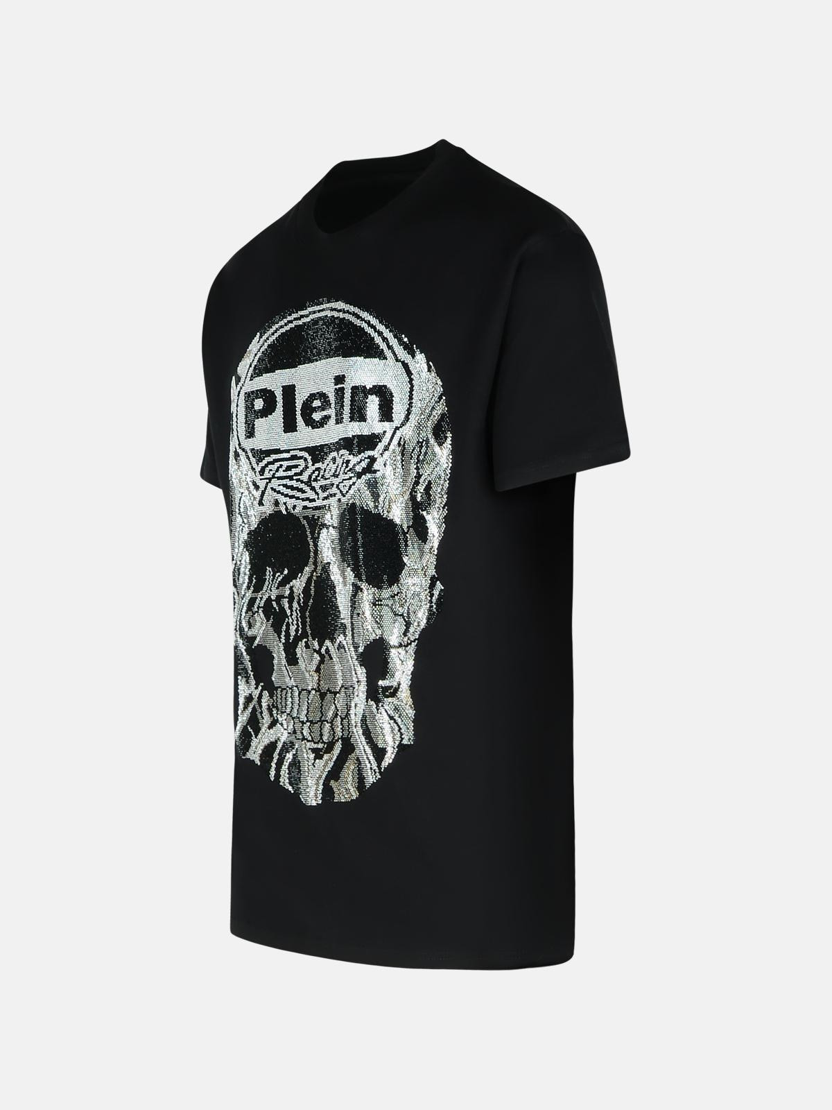 'SKULL STRASS' BLACK COTTON T-SHIRT - 2