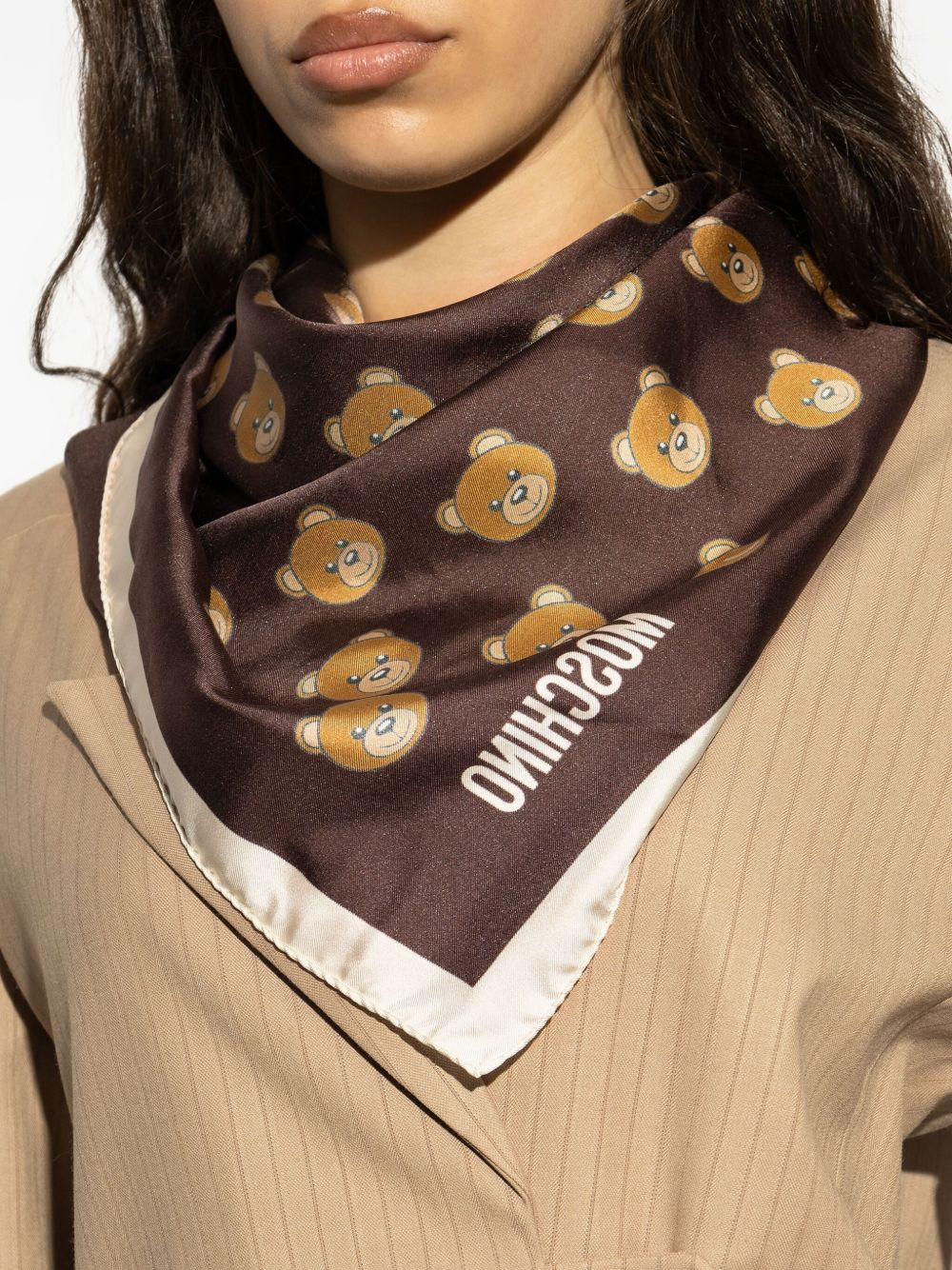 Teddy-print silk scarf - 5