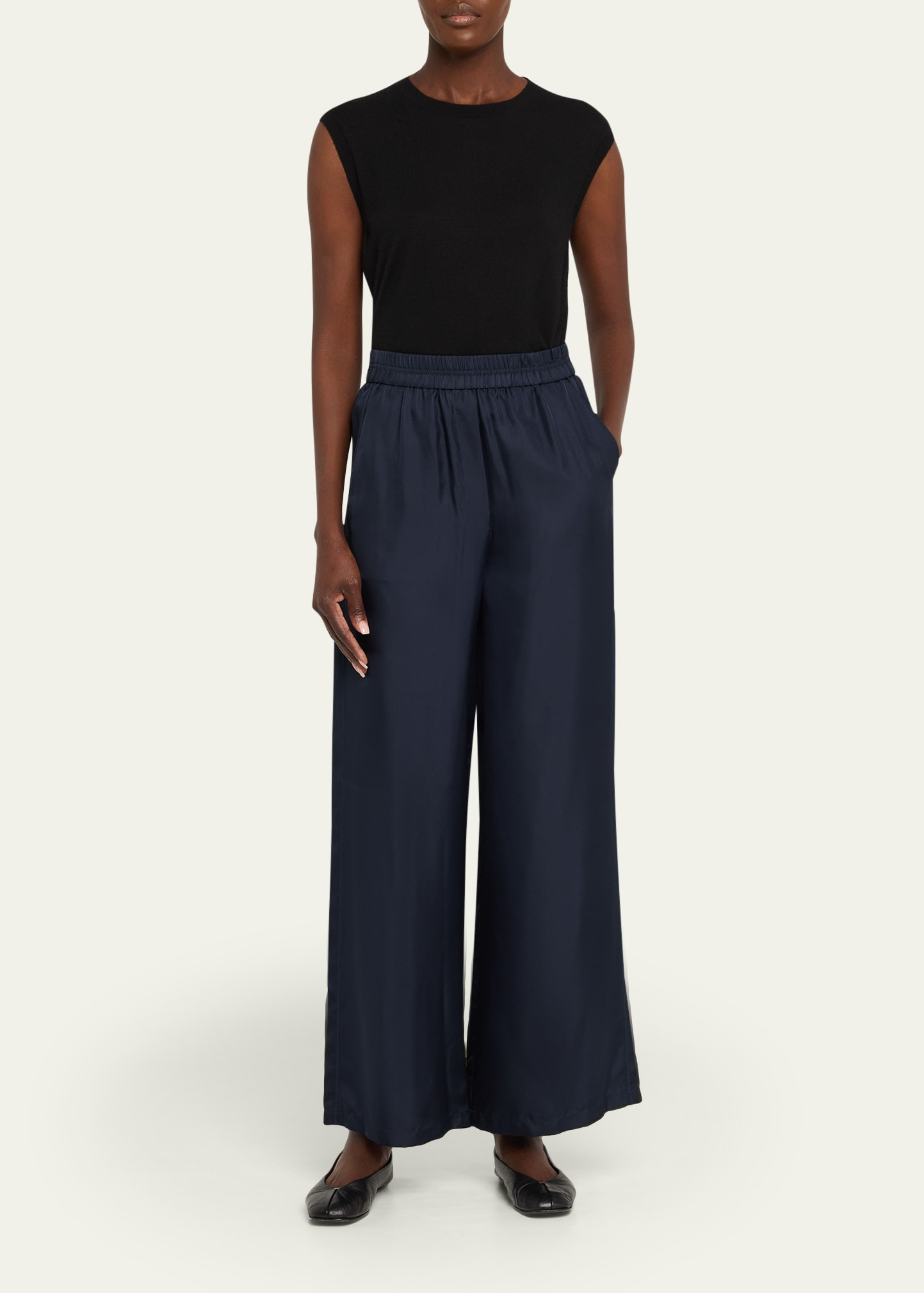 Pull-On Silk Track Pants - 2