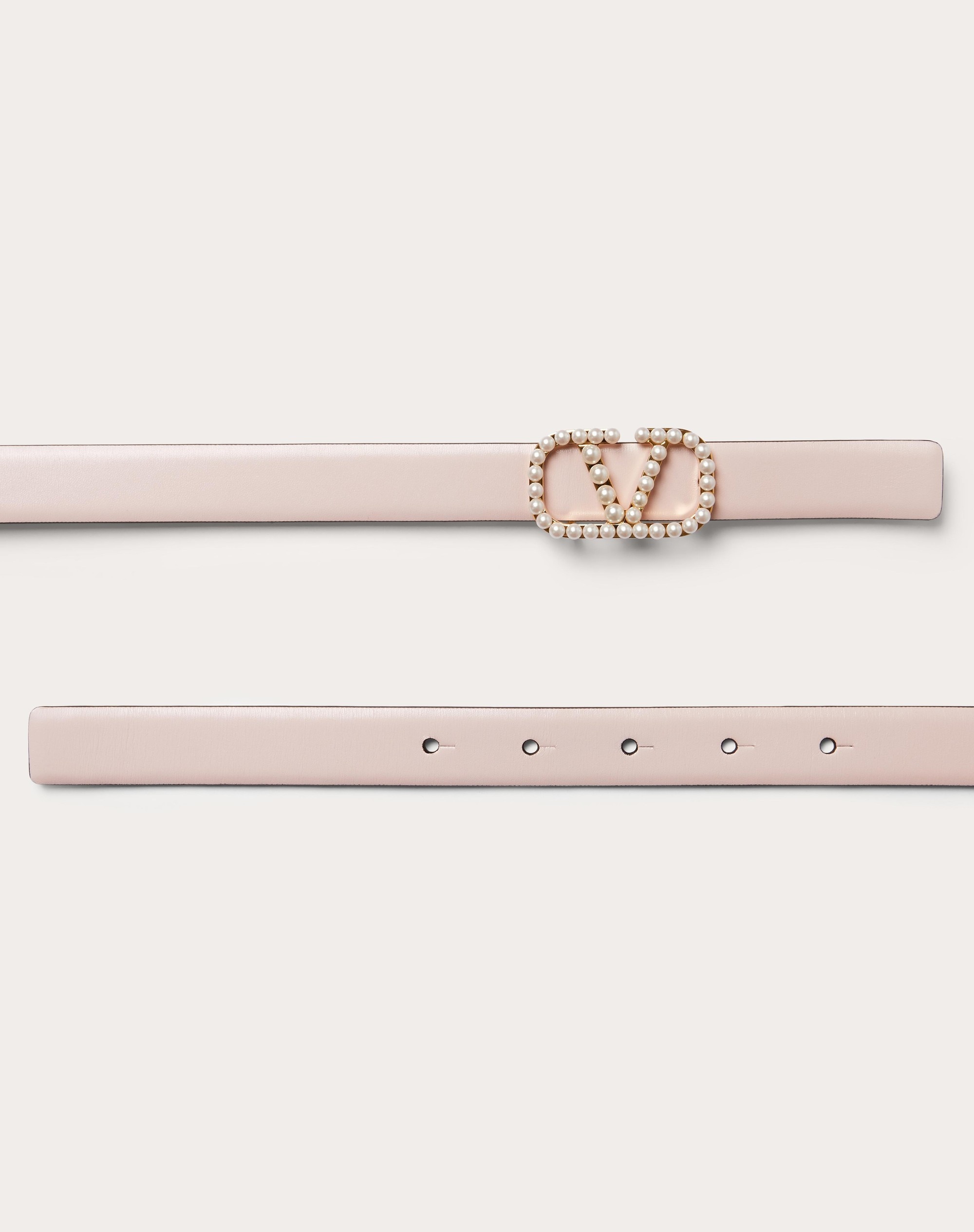 VLOGO SIGNATURE REVERSIBLE BELT IN SHINY CALFSKIN WITH PEARLS 20 MM - 3