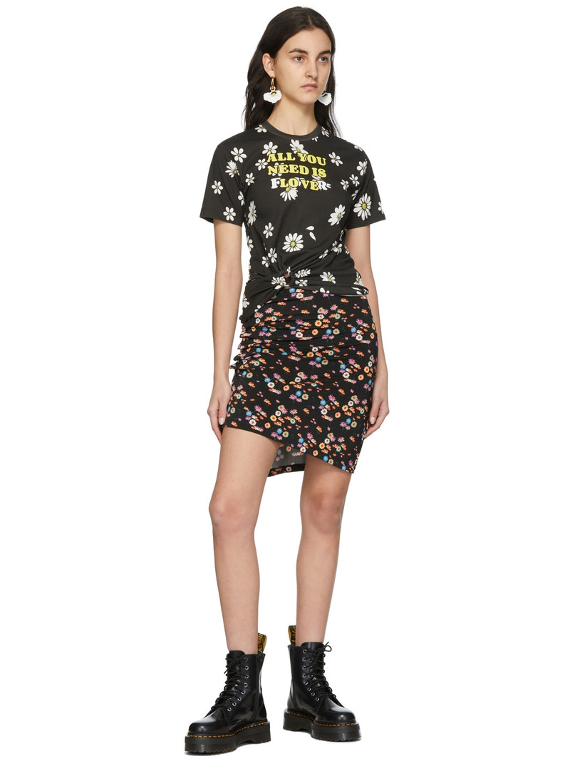 rabanne SSENSE Exclusive Black Capsule Daisy Print T-Shirt outlook