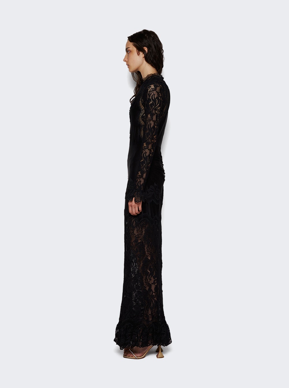 Long Lace Dress Black - 4