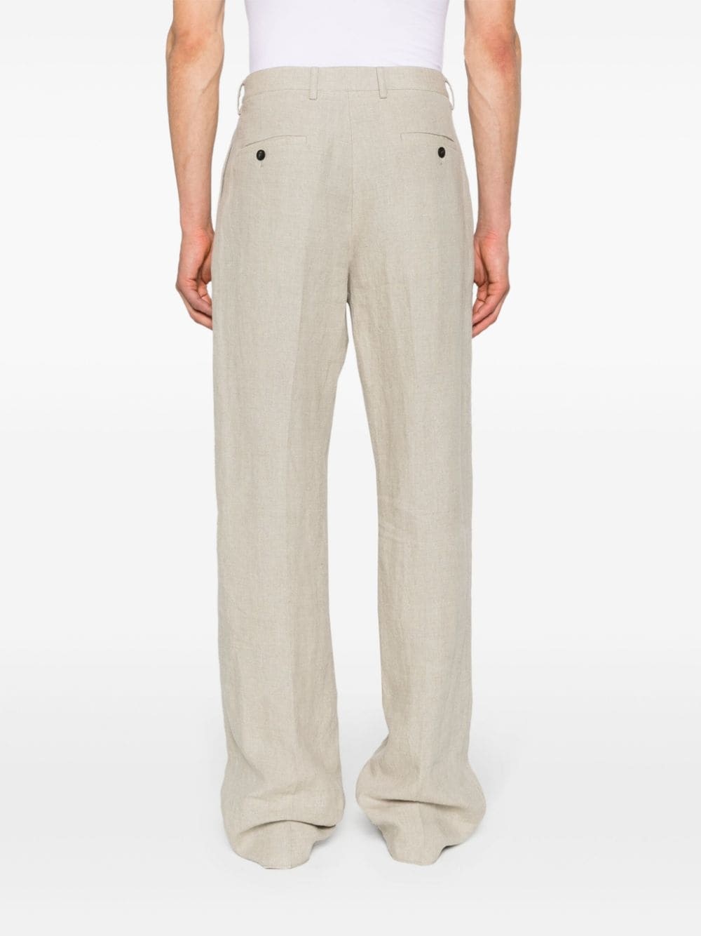 straight linen trousers - 4