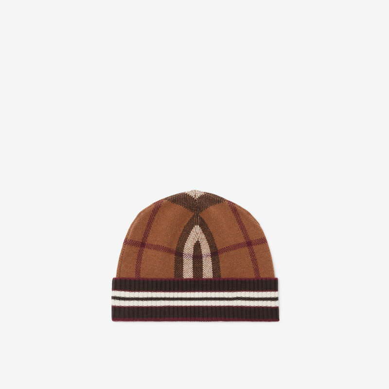 Check and Stripe Cashmere Beanie 1