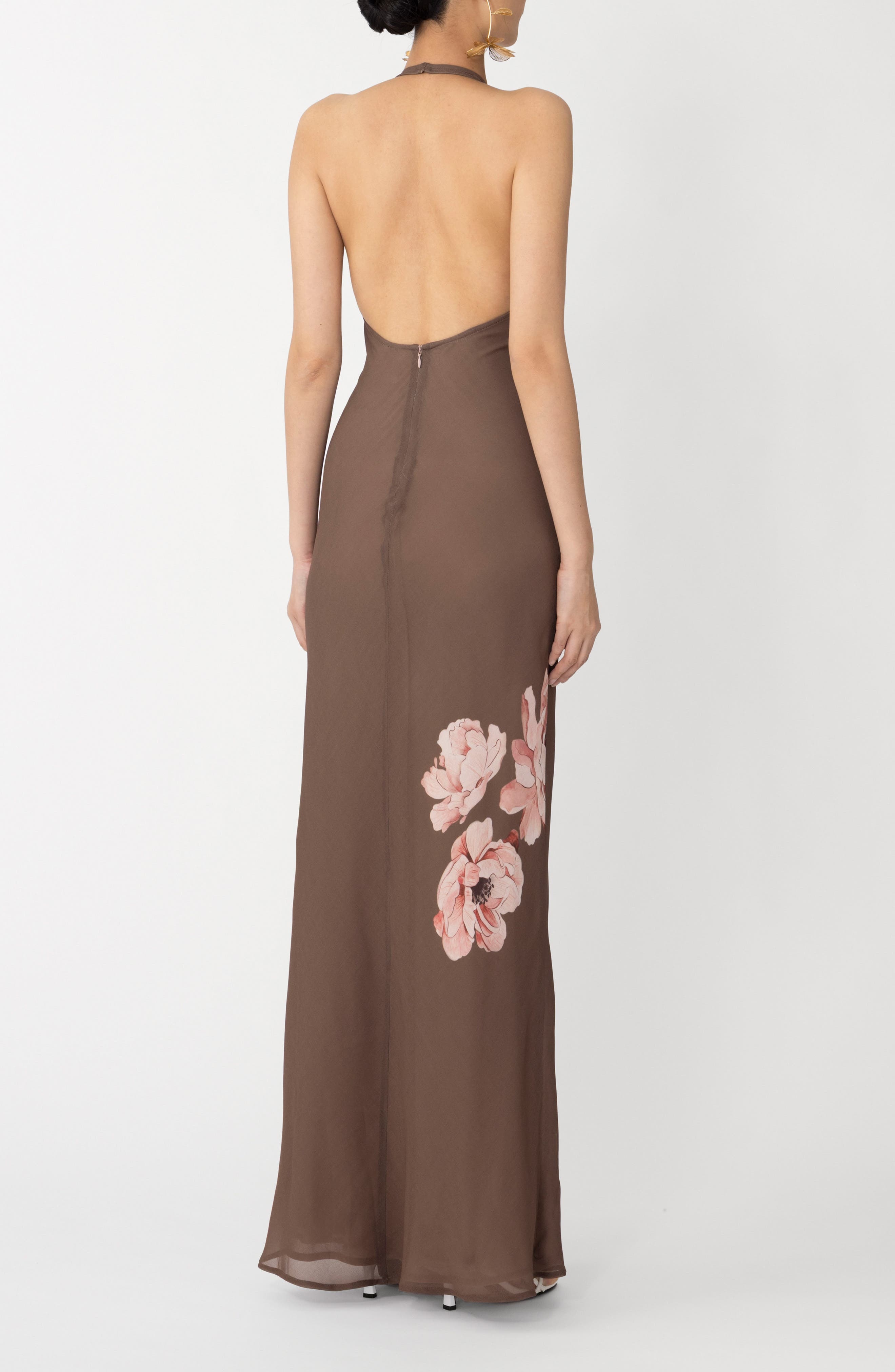 SAU LEE Gwyneth Floral Print Dress in Mocha Multi at Nordstrom - 2
