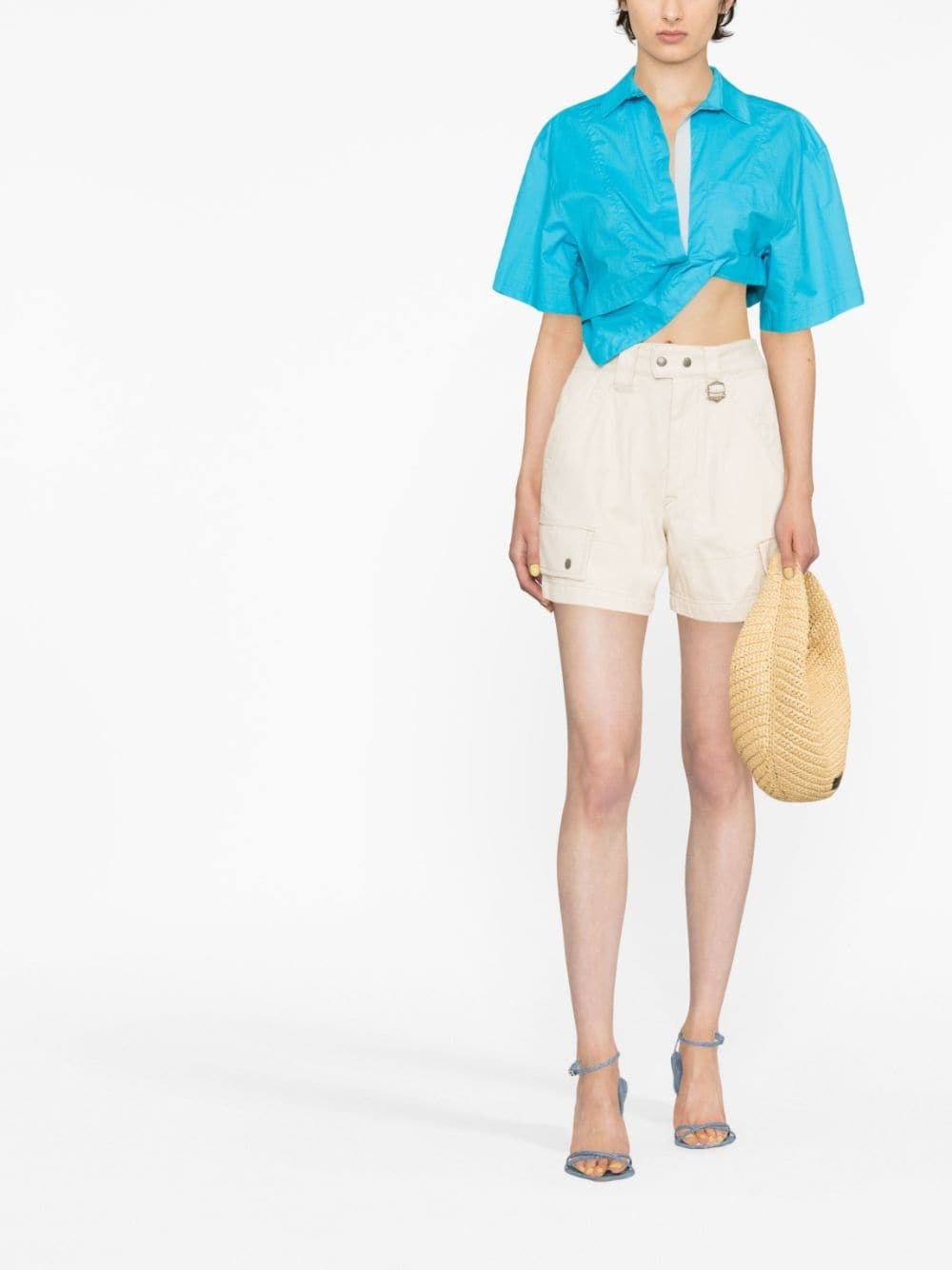 Eliano high-waisted cotton-twill shorts - 2