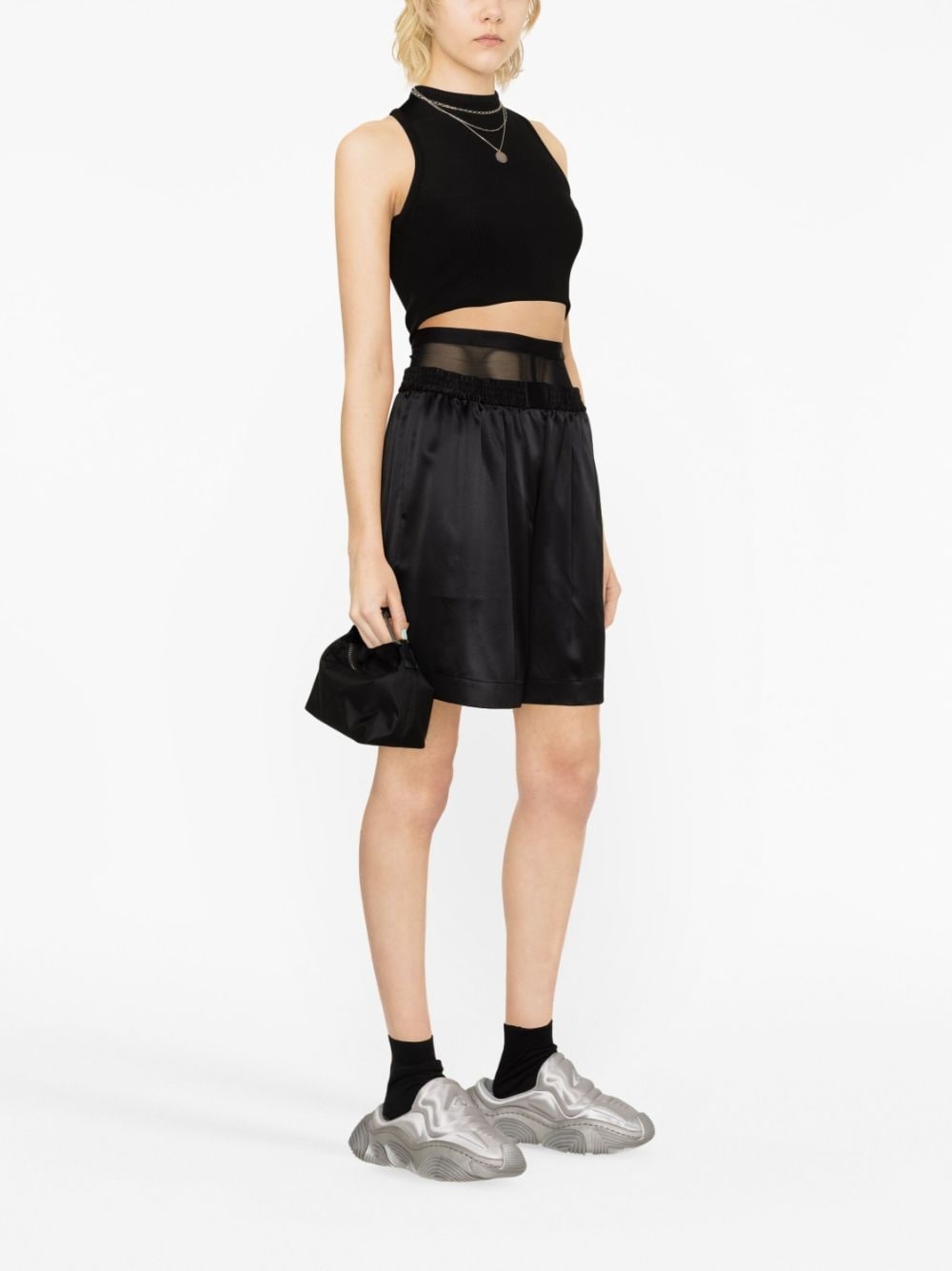 layered silk-charmeuse boxer shorts - 4