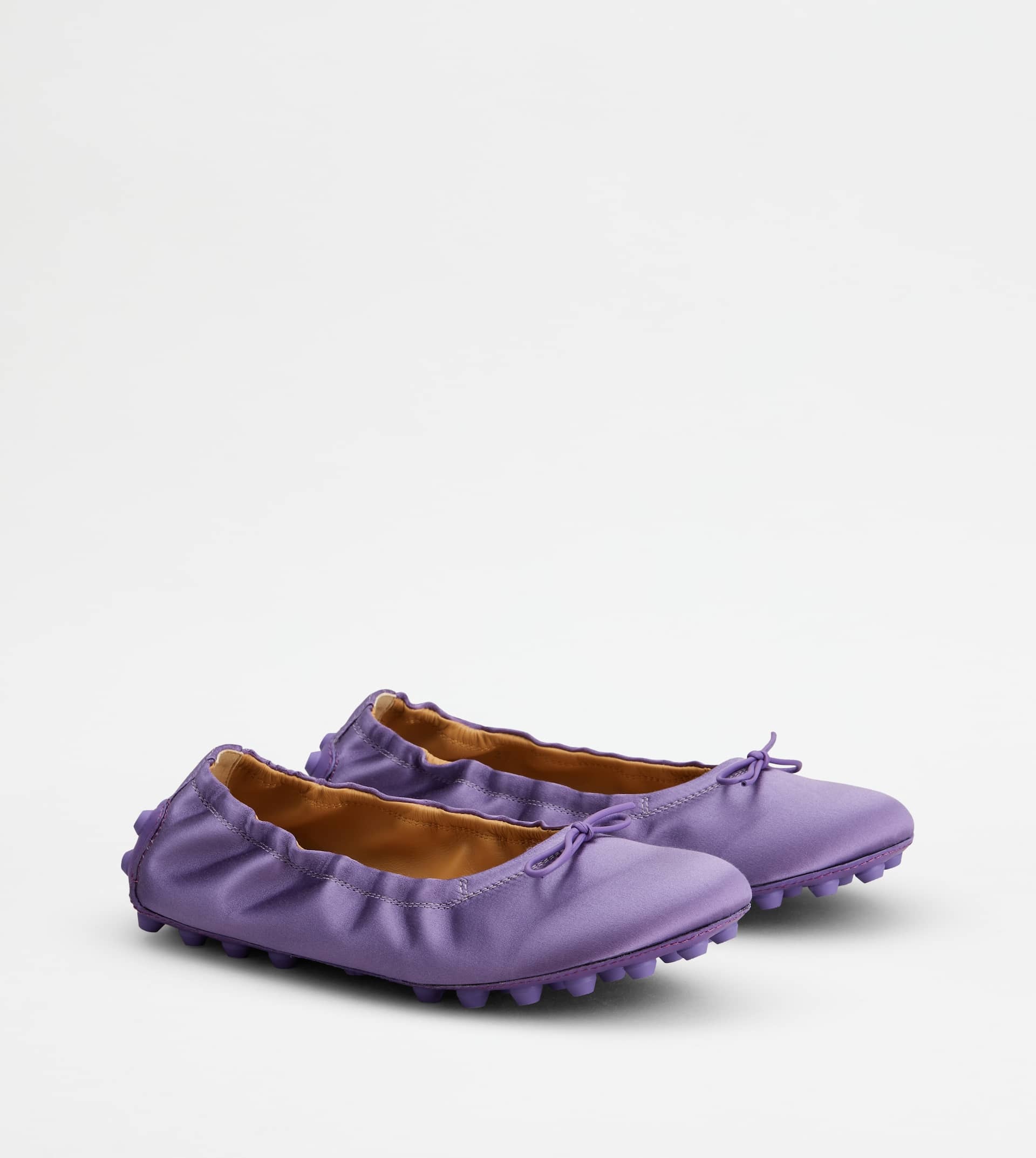 Tod's BUBBLE BALLERINAS IN SATIN AND LEATHER - VIOLET | REVERSIBLE