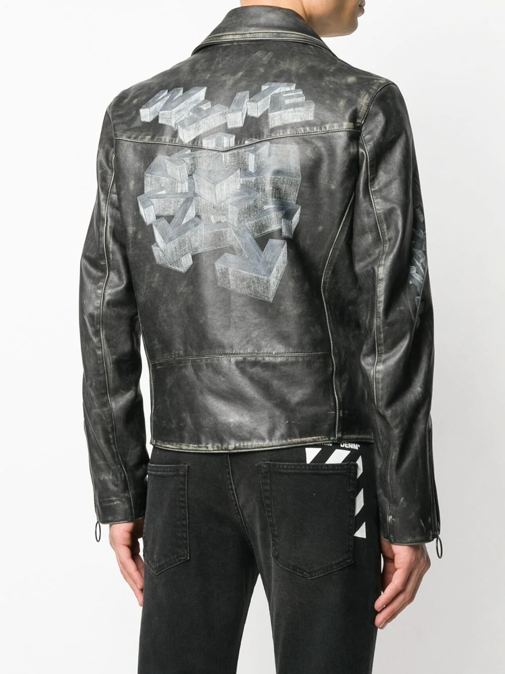 vintage-effect biker jacket - 4