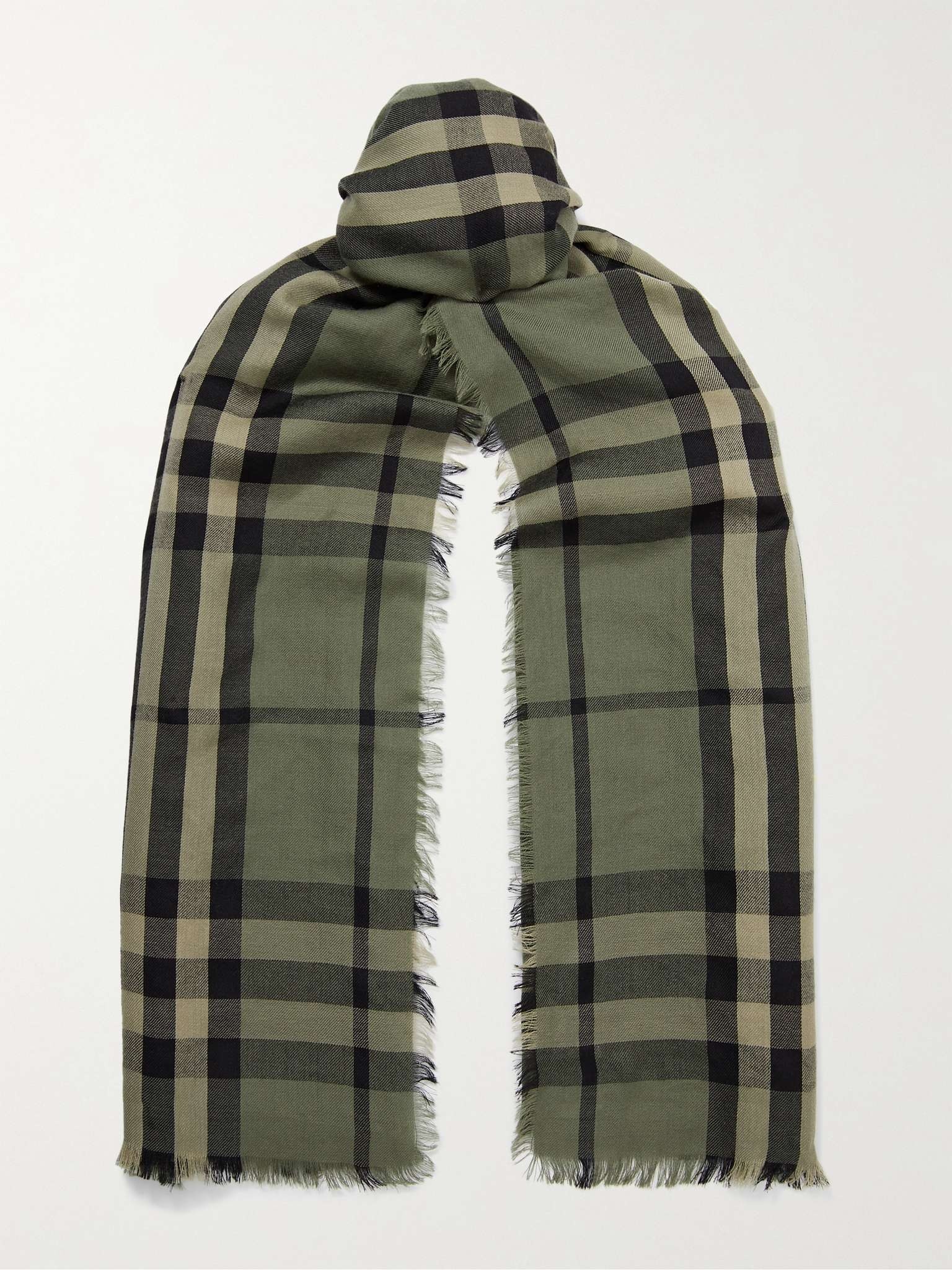 Fringed Checked Cashmere Scarf - 1