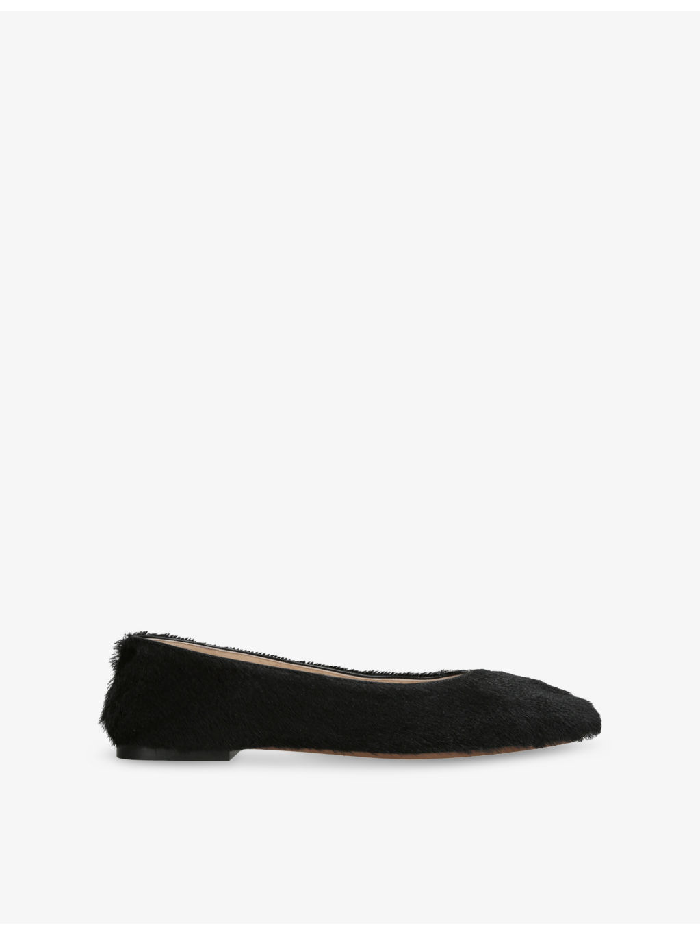 Square-Toe Pony-Hair Leather Ballet Flats - 3