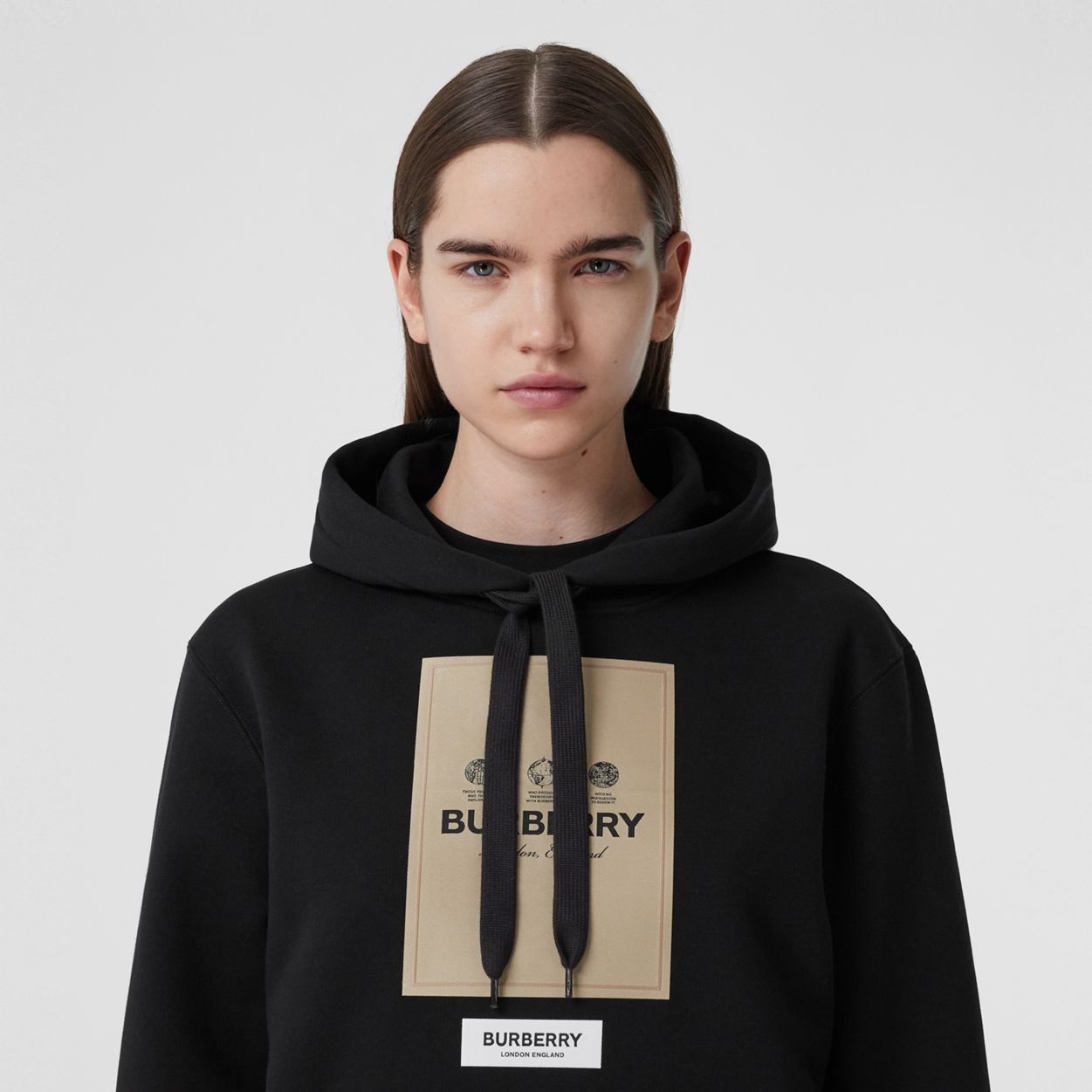 Label Appliqué Cotton Oversized Hoodie - 3