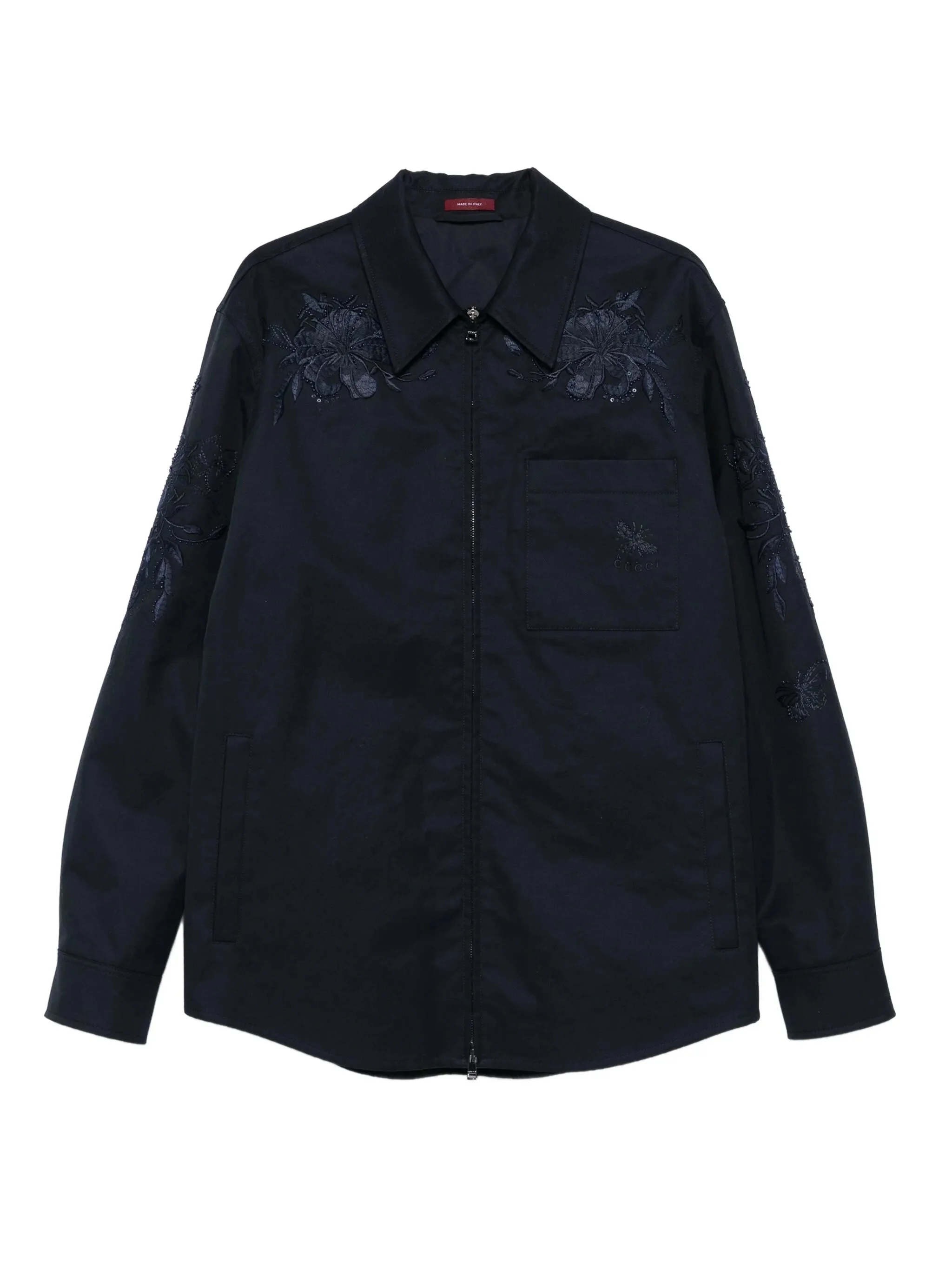 Gucci Floral-embroidered Zip-up Jacket - 1